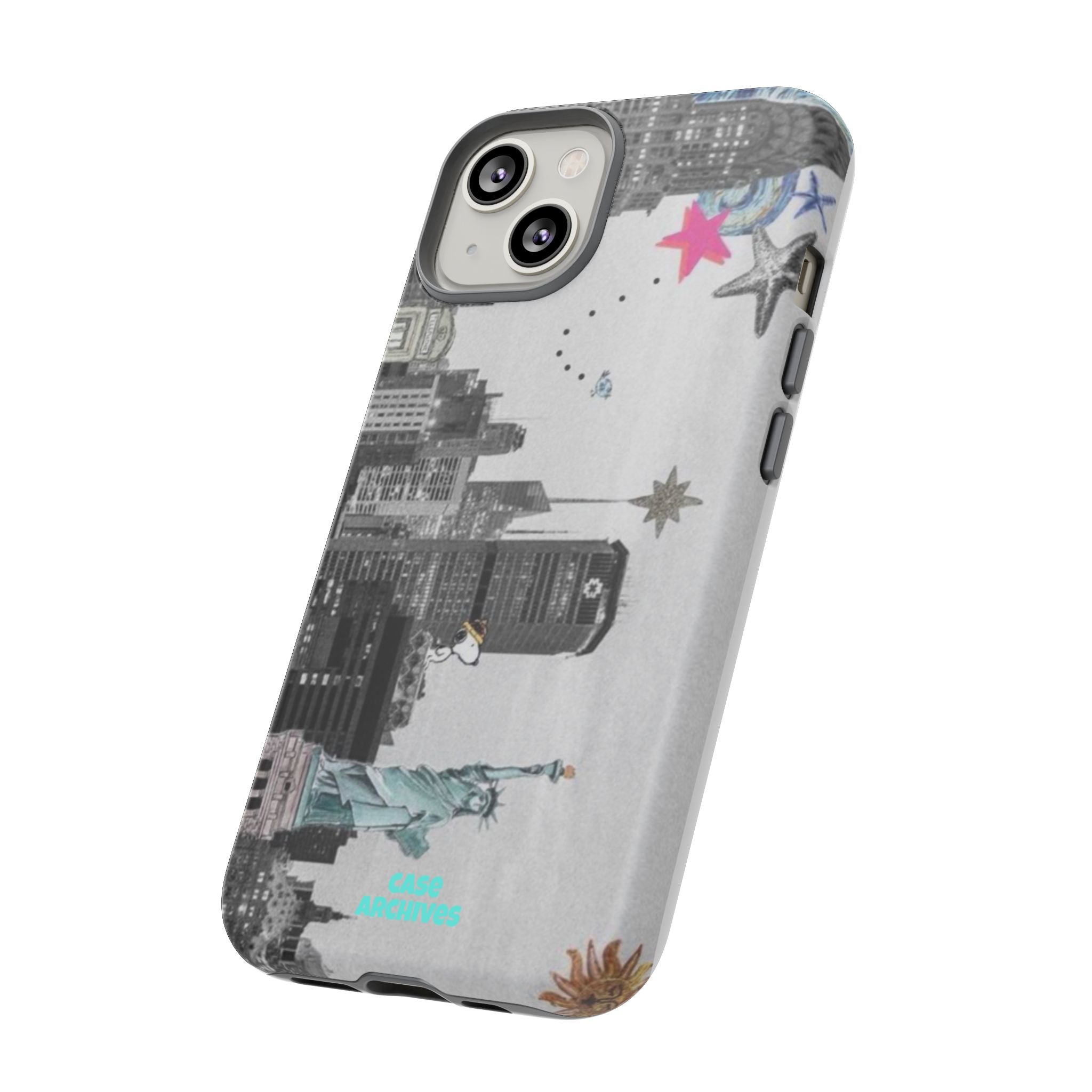 City Skyline Tough Phone Case – Statue of Liberty Urban Art Protective Cover