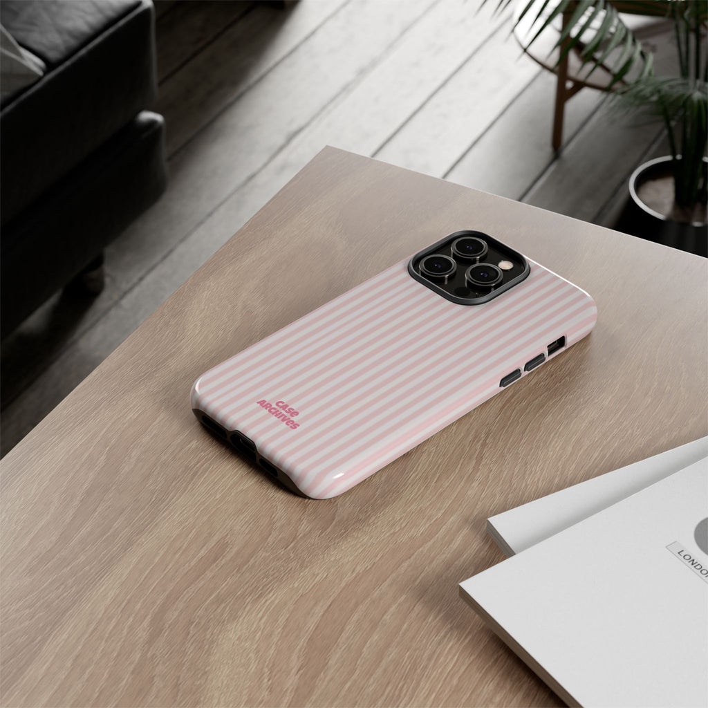 Pink Pastel Stripe Tough Phone Case — Protective iPhone Cover