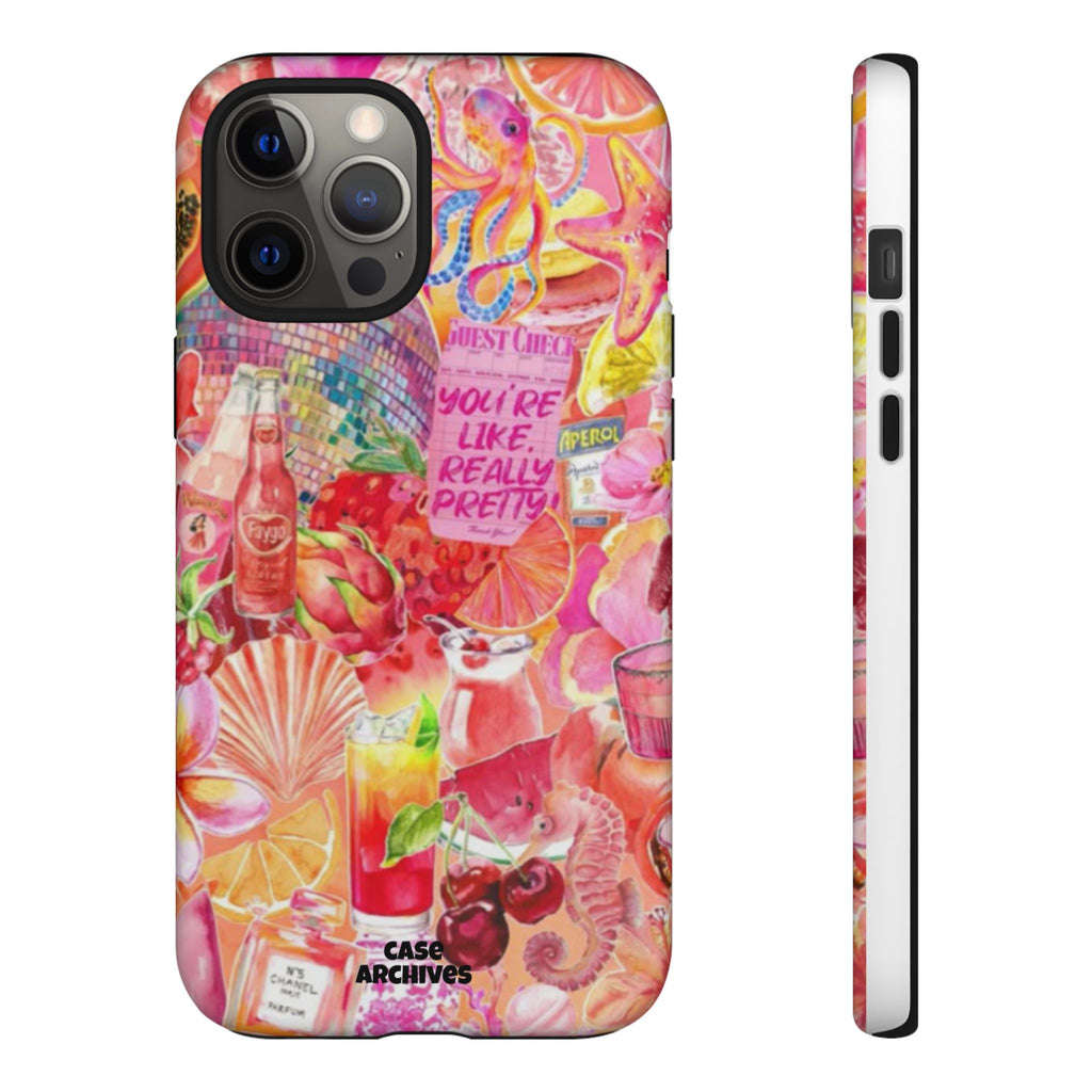 Phone Case — Pink Tropical Collage "You're Like, Really Pretty"