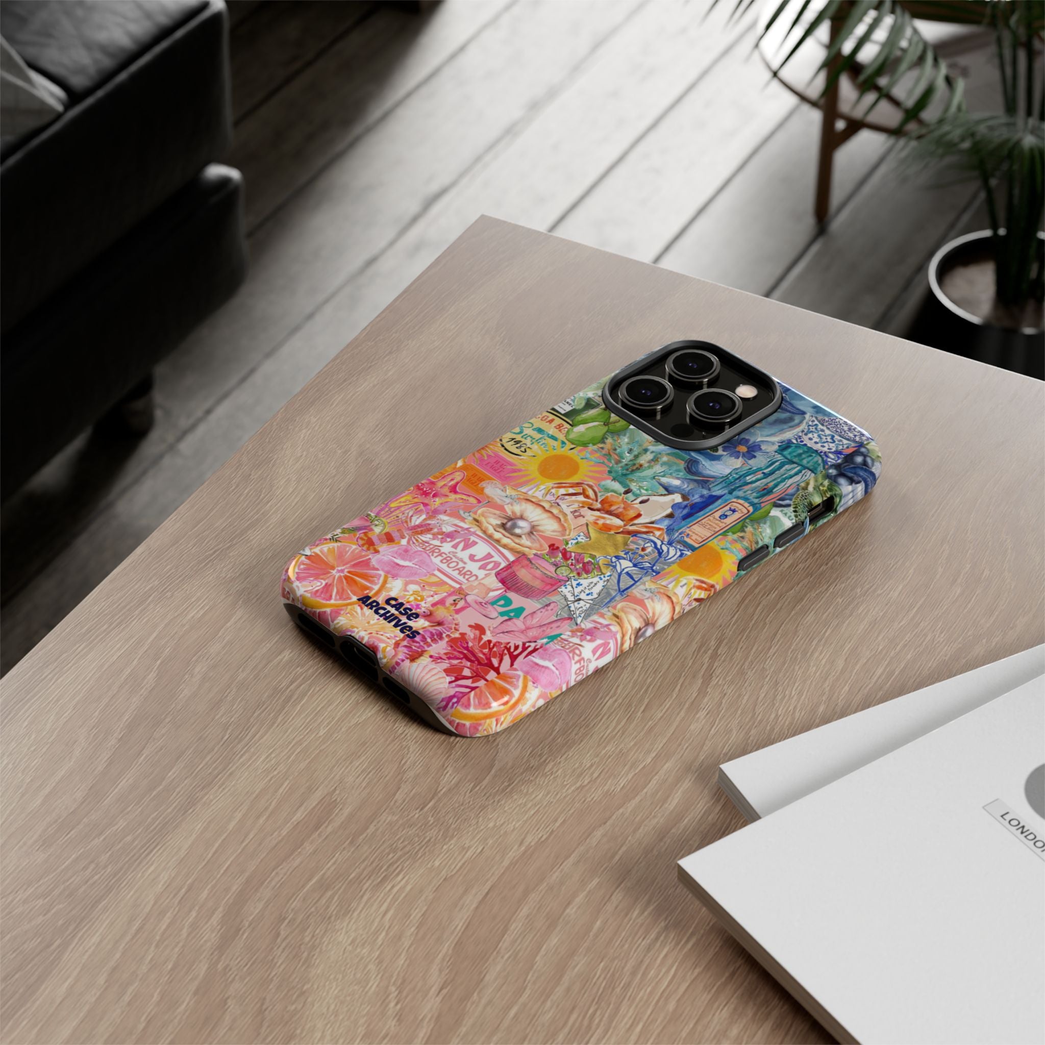 Colorful Collage Phone Case — Tropical Surf & Coastal Icons