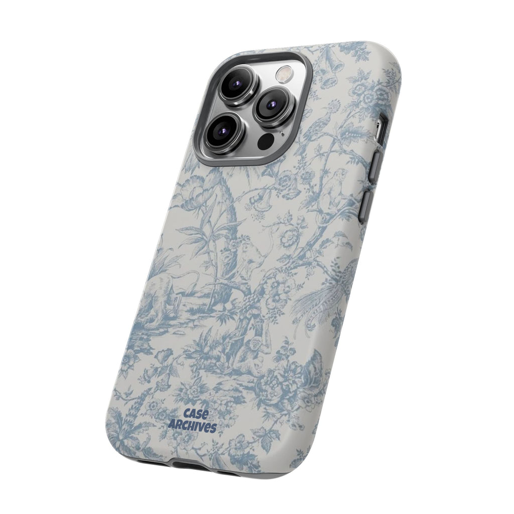 Toile Floral Tough Phone Case — Blue Vintage Botanical iPhone Protection
