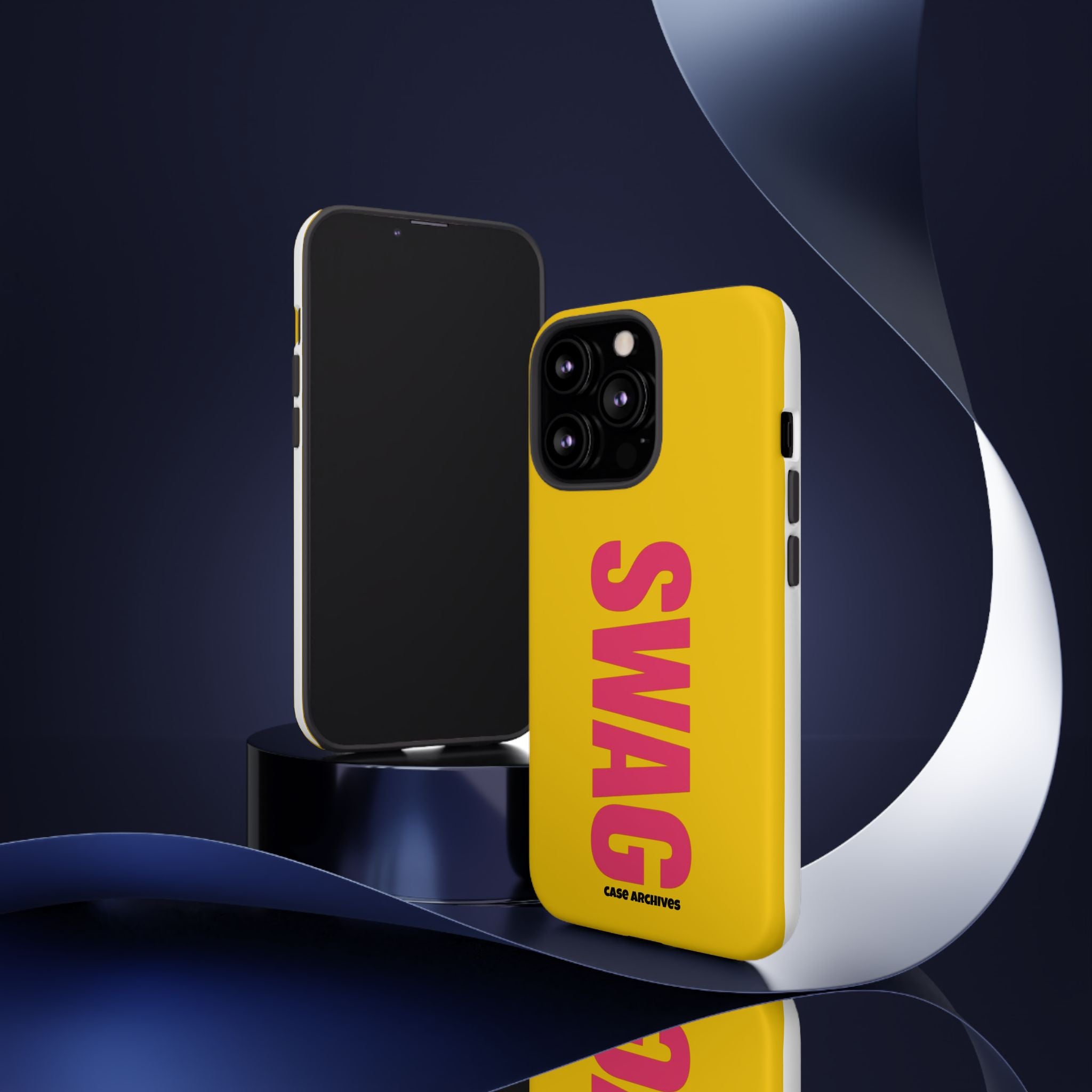SWAG bold vertical text Phone Case | yellow pink typography
