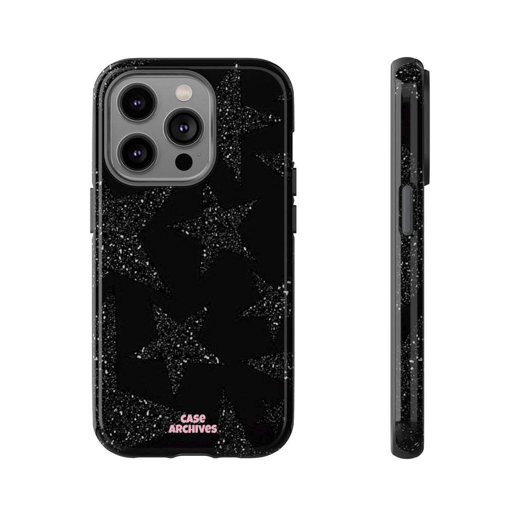 Glitter Star Tough Case — Black Sparkle Phone Protection