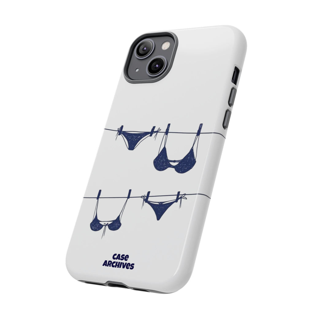 Phone Case — Blue swimsuit Clothesline Illustration Protective Cover