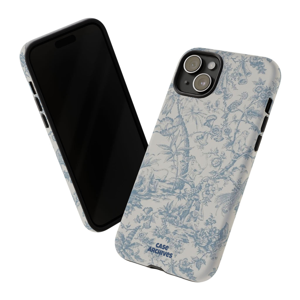 Toile Floral Tough Phone Case — Blue Vintage Botanical iPhone Protection