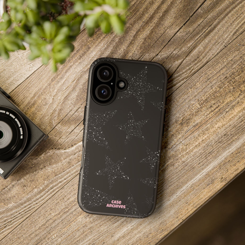 Glitter Star Tough Case — Black Sparkle Phone Protection