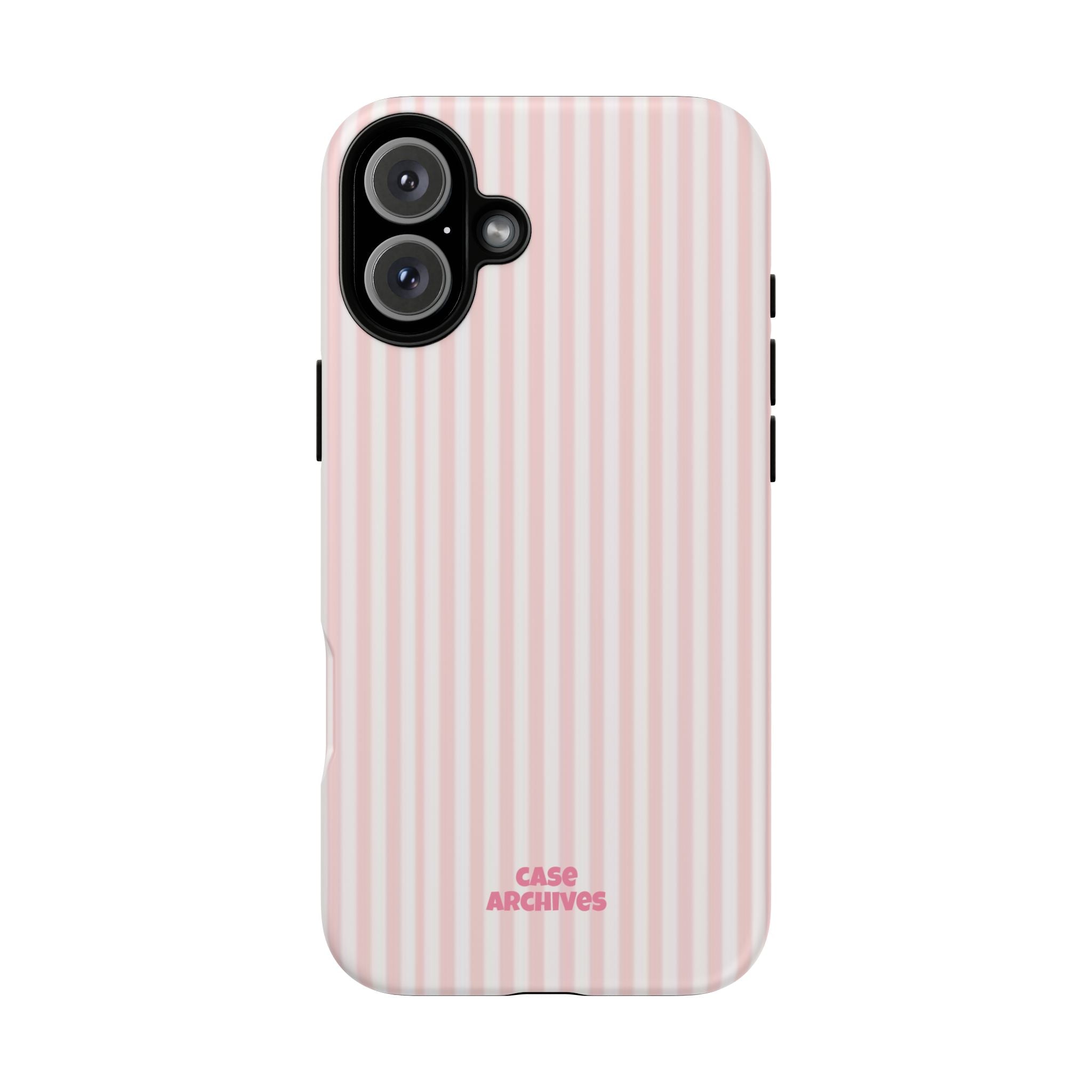 Pink Pastel Stripe Tough Phone Case — Protective iPhone Cover