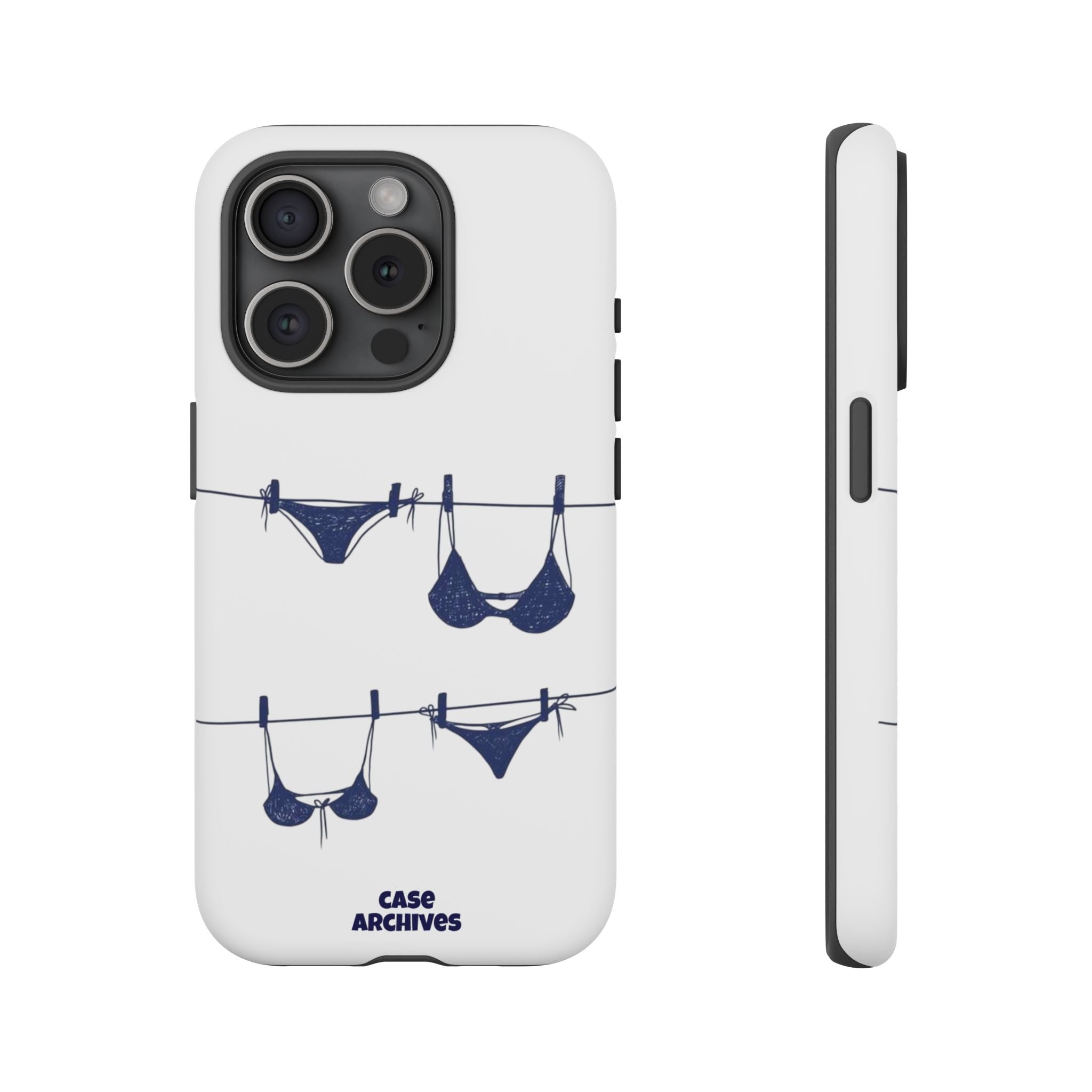 Phone Case — Blue swimsuit Clothesline Illustration Protective Cover