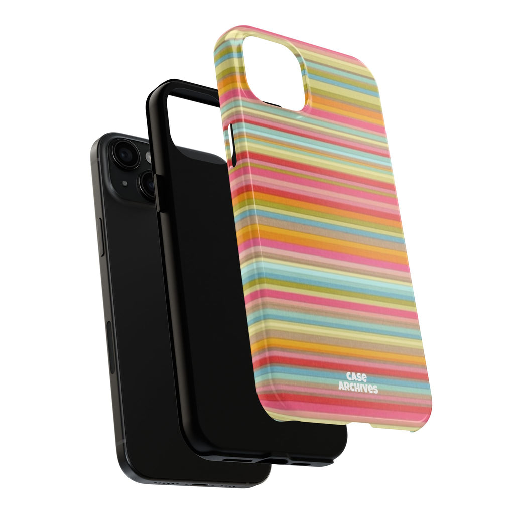 Tough Phone Case — Colorful Retro Striped Protective Cover