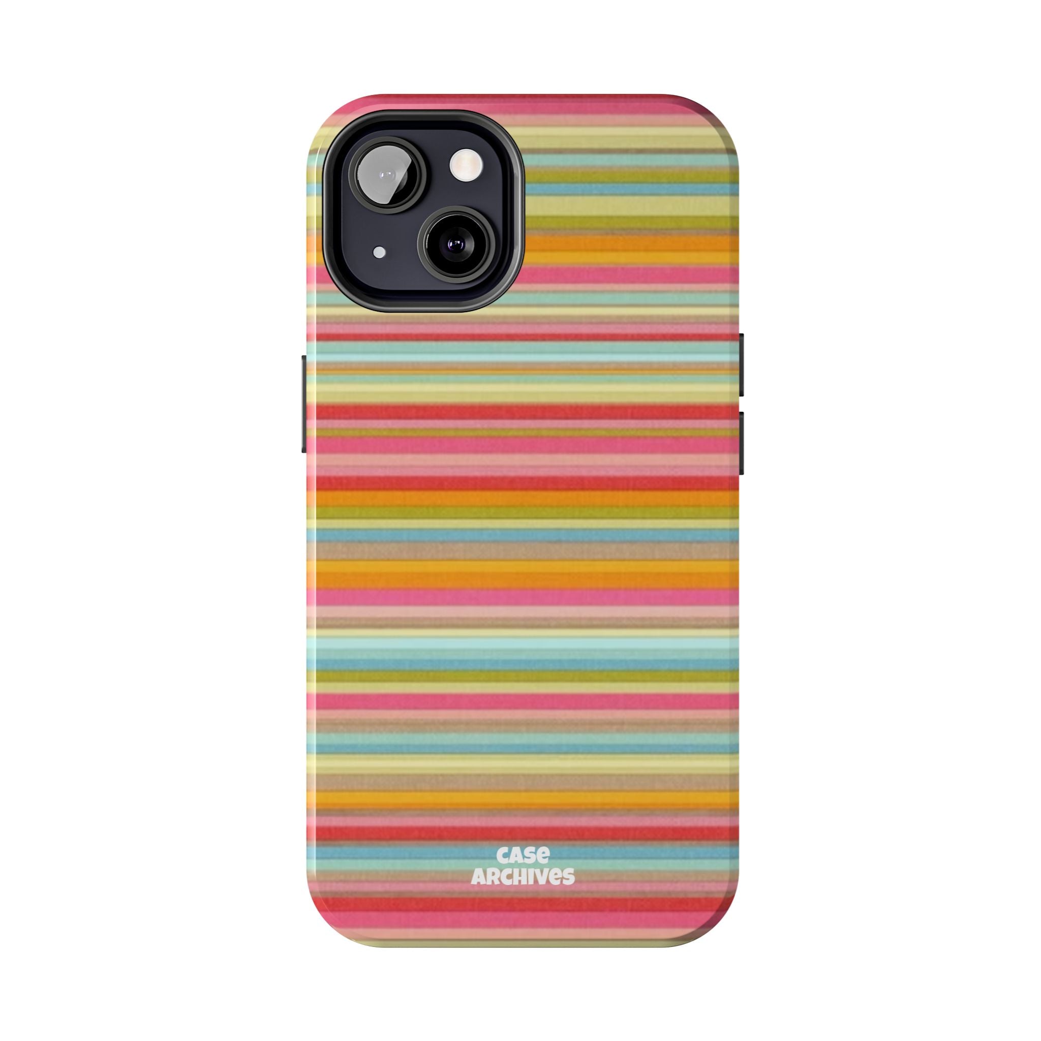 Tough Phone Case — Colorful Retro Striped Protective Cover
