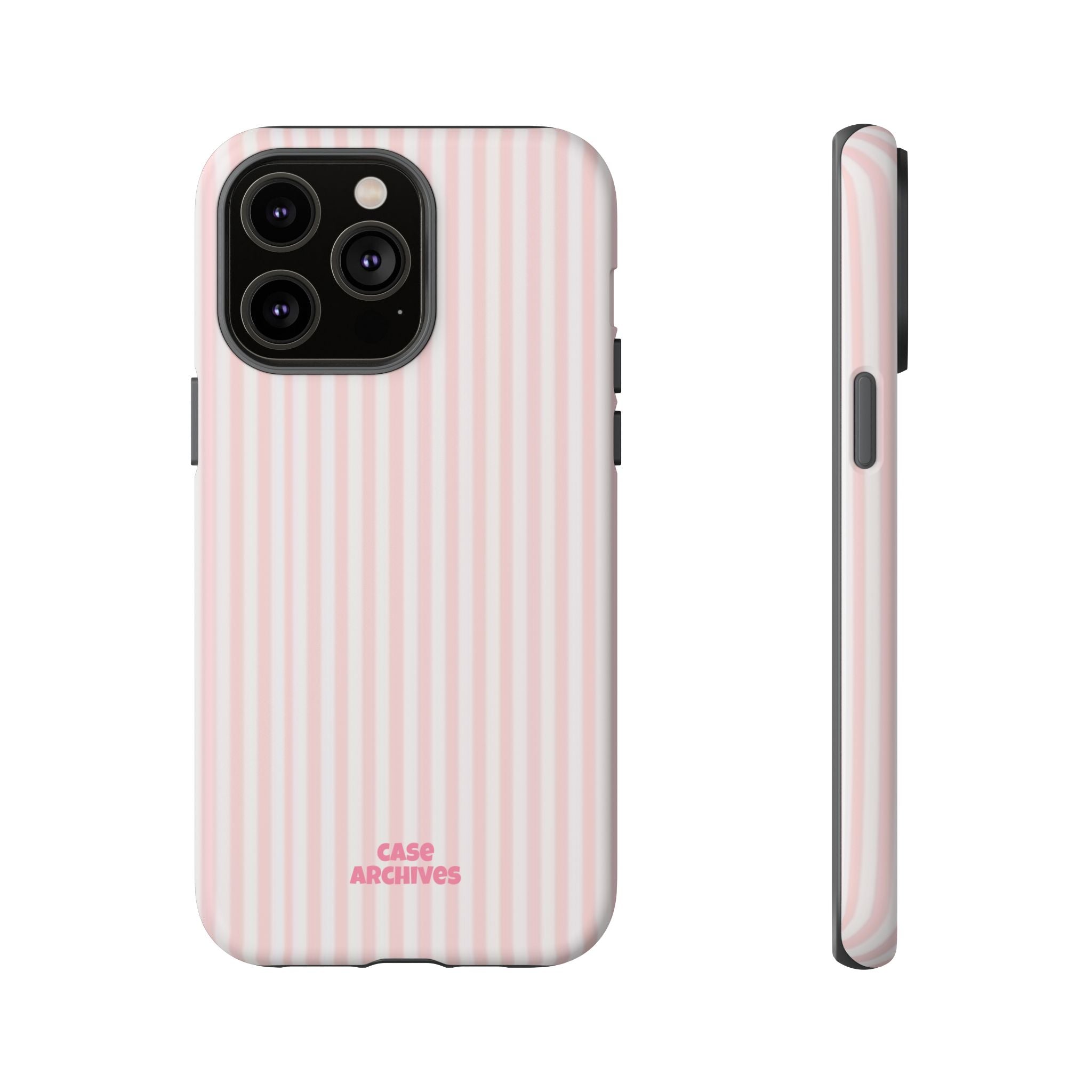 Pink Pastel Stripe Tough Phone Case — Protective iPhone Cover