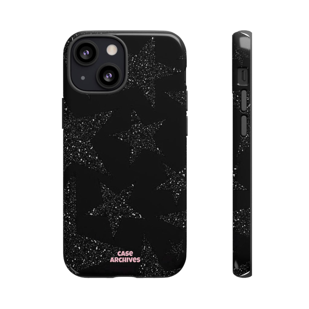 Glitter Star Tough Case — Black Sparkle Phone Protection