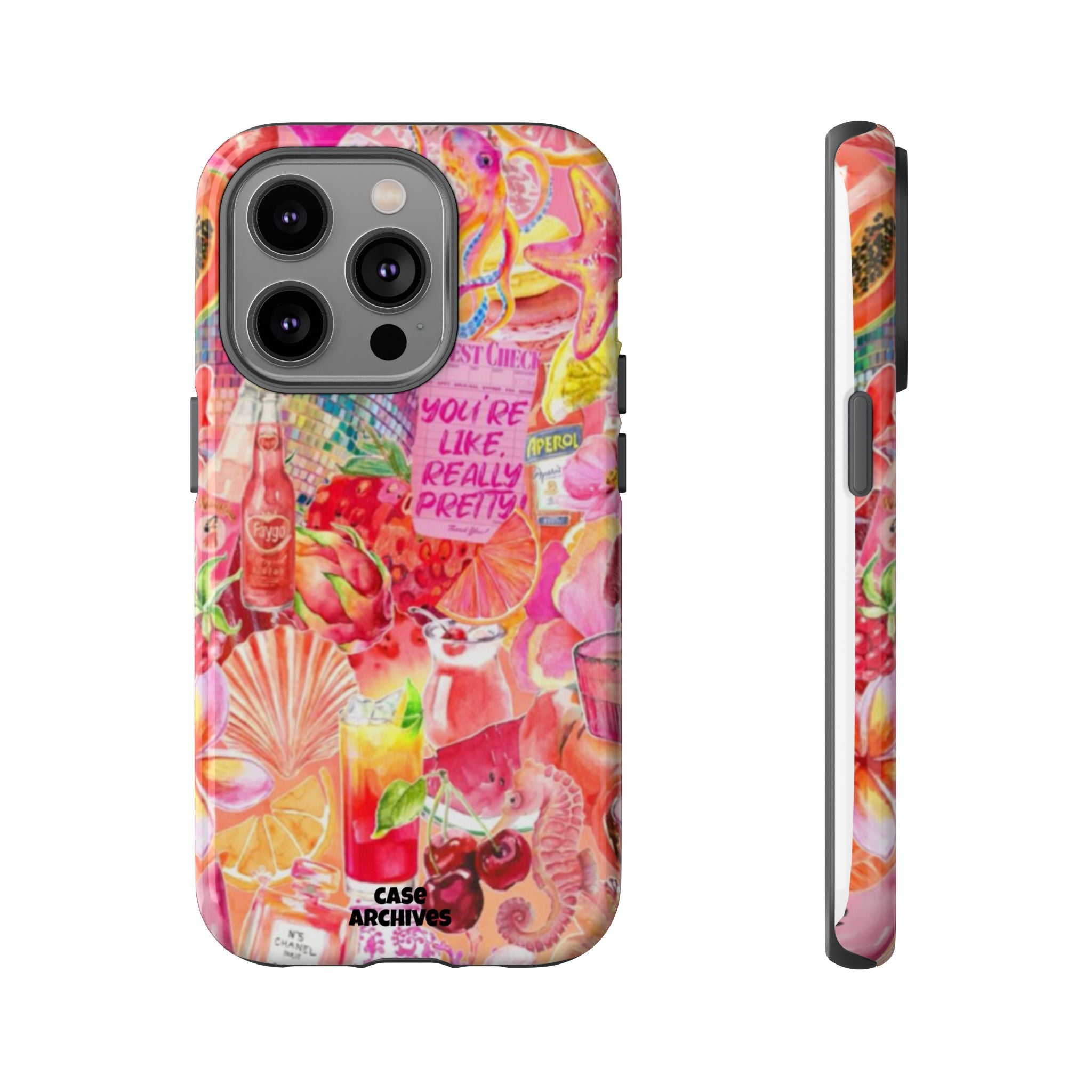 Phone Case — Pink Tropical Collage "You're Like, Really Pretty"