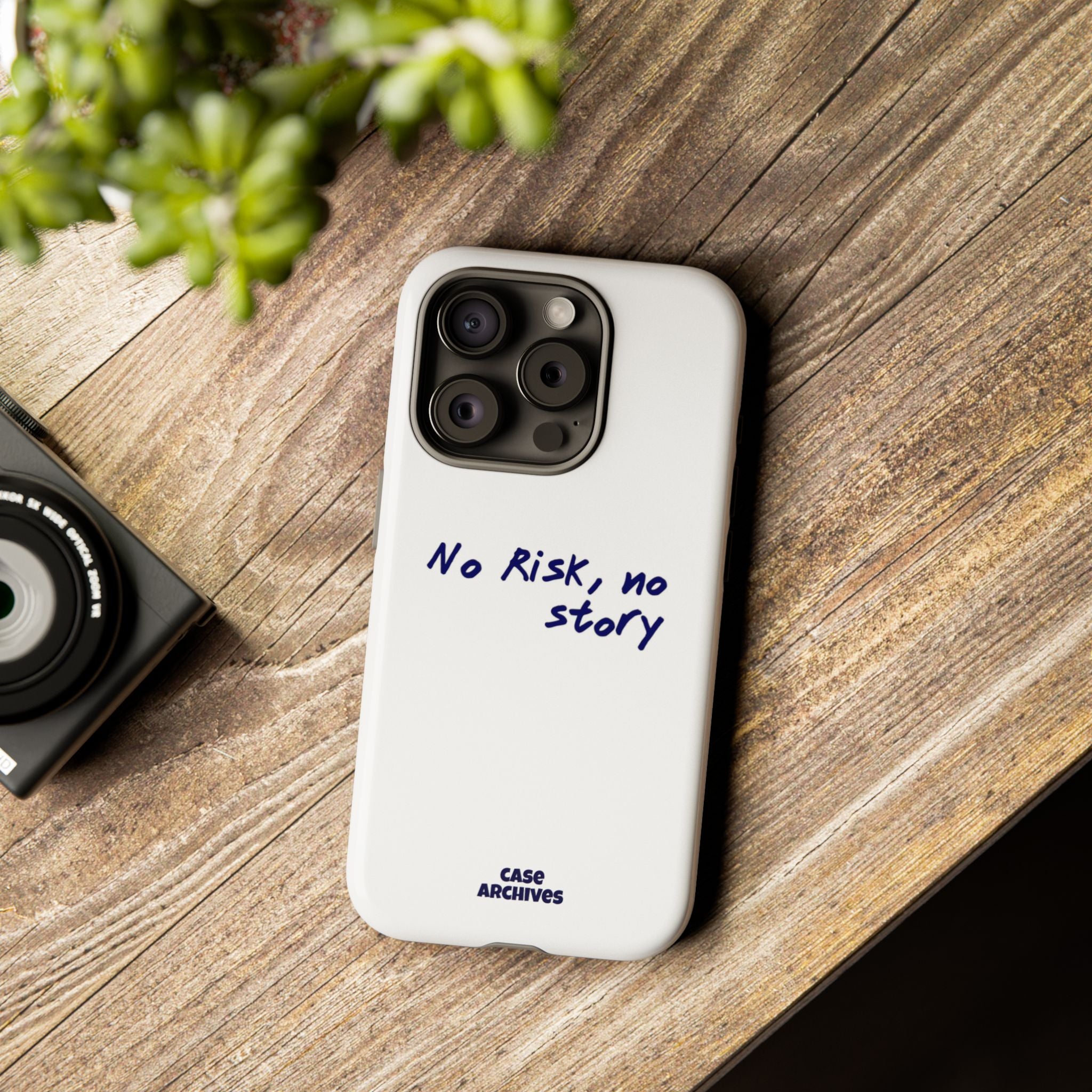 Phone Case — "No Risk, No Story" Minimal Motivational Tough Case