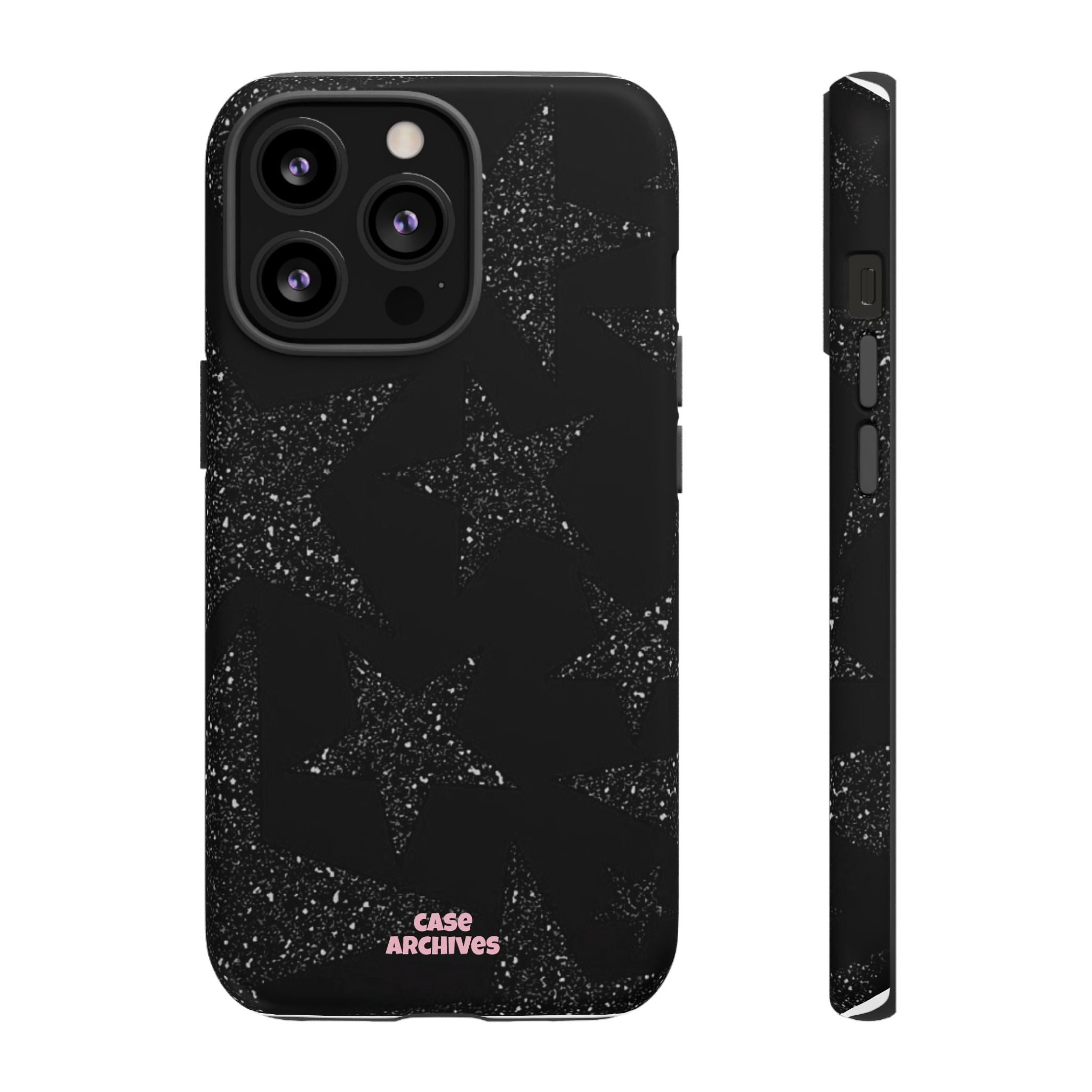 Glitter Star Tough Case — Black Sparkle Phone Protection