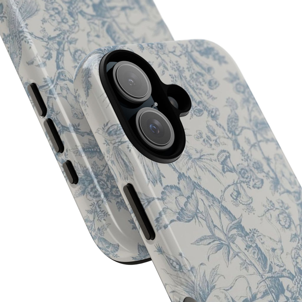 Toile Floral Tough Phone Case — Blue Vintage Botanical iPhone Protection