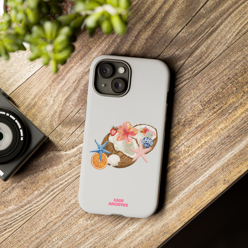 Beach Shells Tough Phone Case — Tropical Starfish & Hibiscus Design