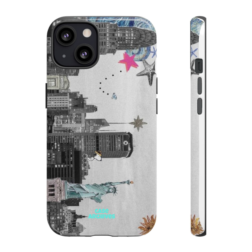 City Skyline Tough Phone Case – Statue of Liberty Urban Art Protective Cover