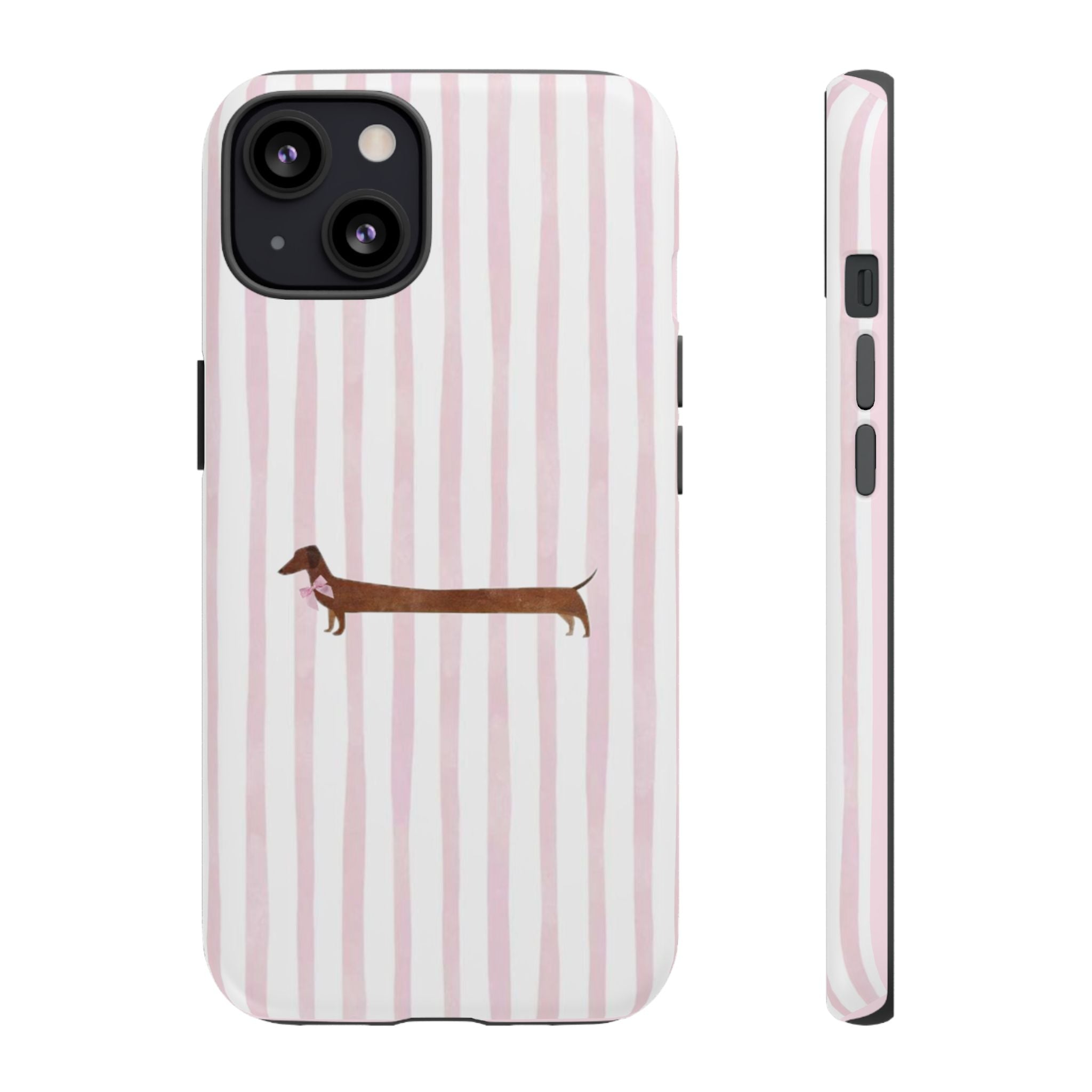 Dachshund Stripe Phone Case — Cute Pink Wiener Dog Protective Case