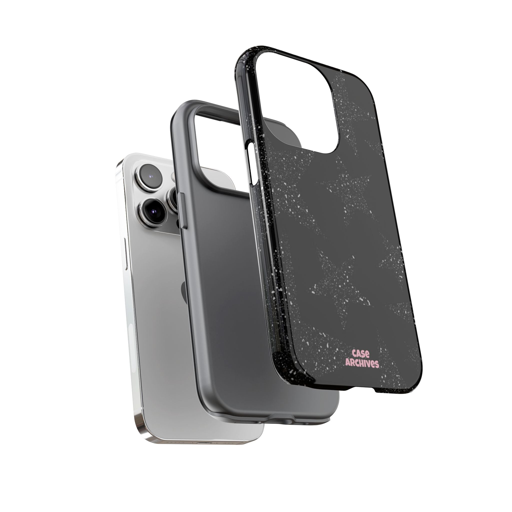 Glitter Star Tough Case — Black Sparkle Phone Protection