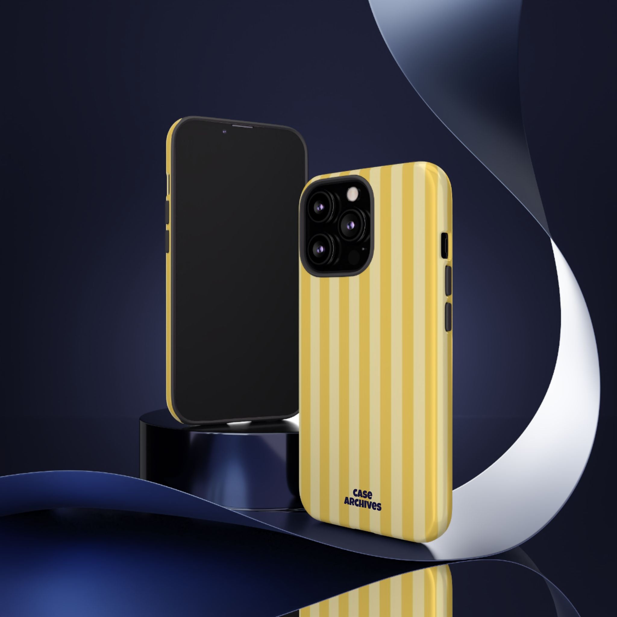 Yellow Striped Tough Phone Case – Durable Protective Cover (Case Archives)