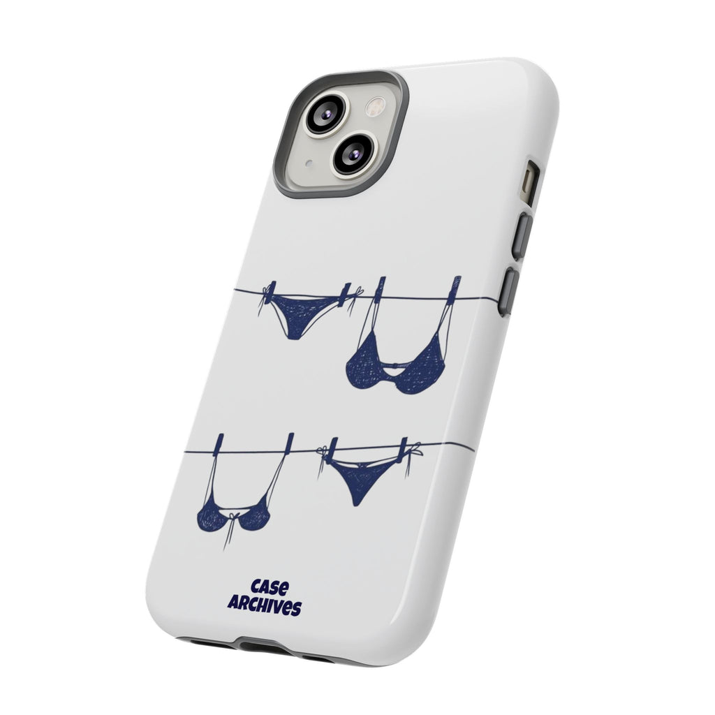 Phone Case — Blue swimsuit Clothesline Illustration Protective Cover