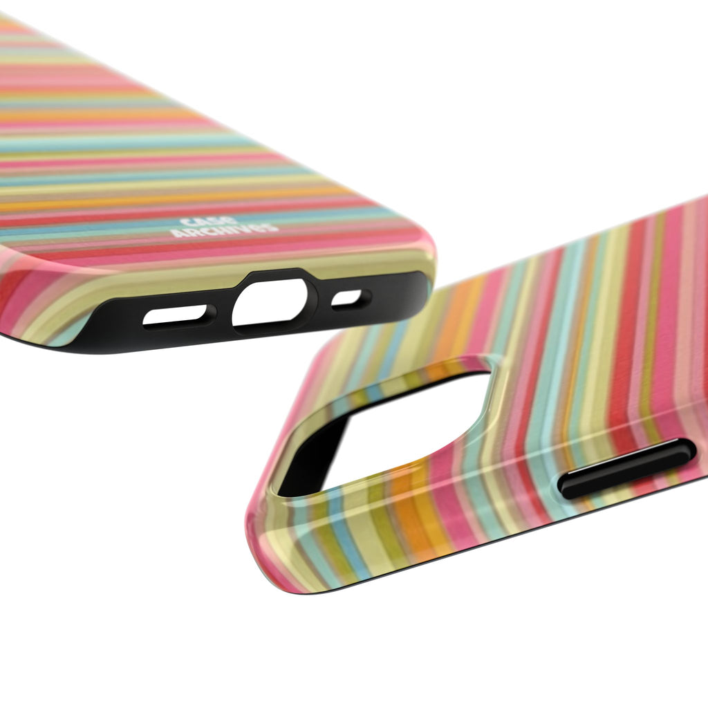 Tough Phone Case — Colorful Retro Striped Protective Cover