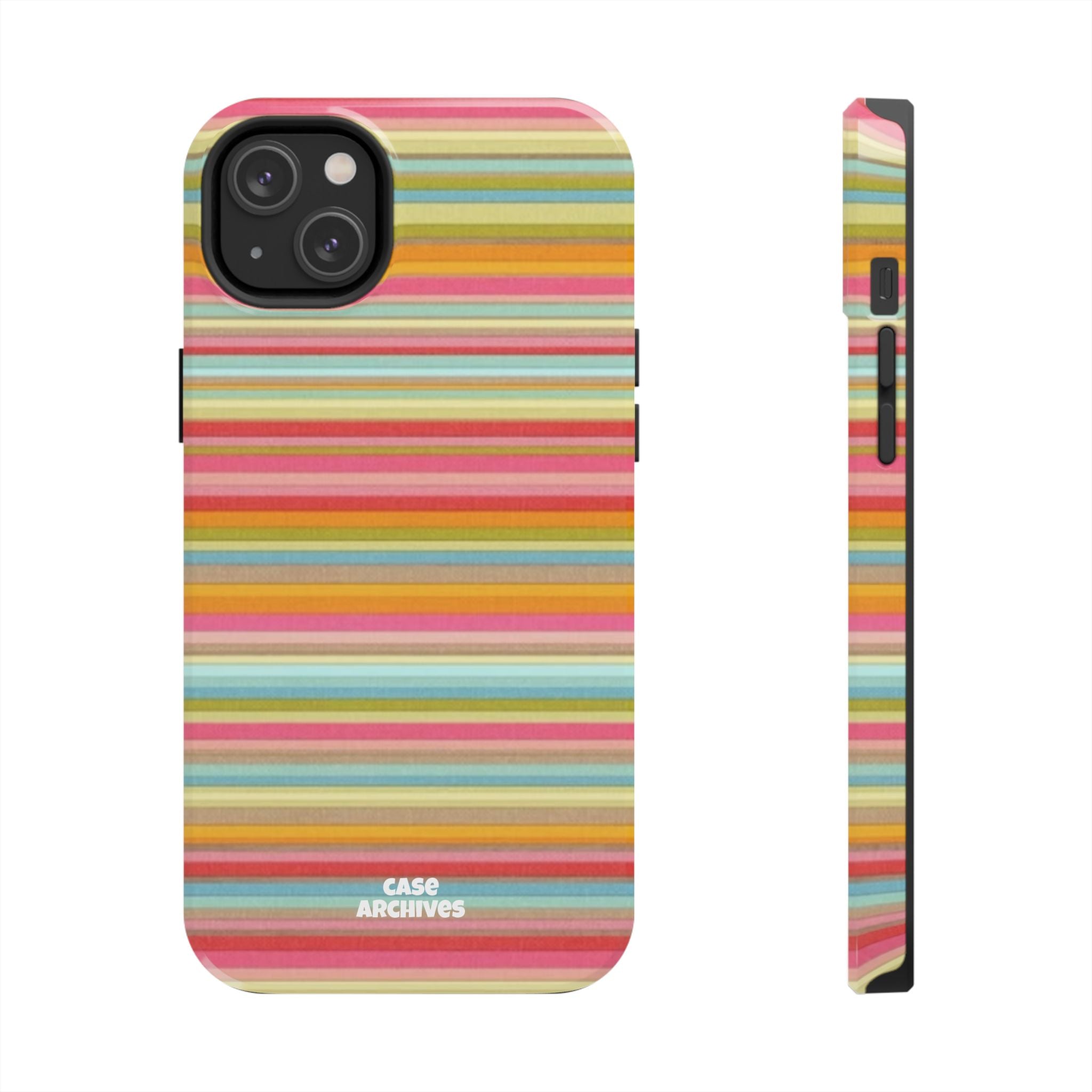Tough Phone Case — Colorful Retro Striped Protective Cover