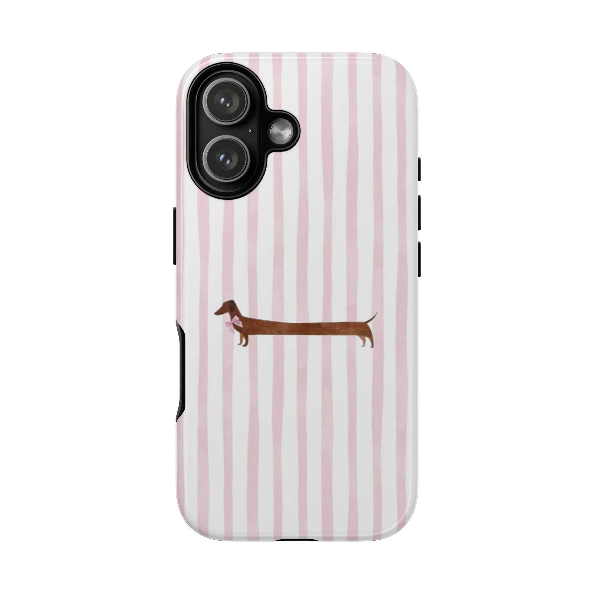 Dachshund Stripe Phone Case — Cute Pink Wiener Dog Protective Case