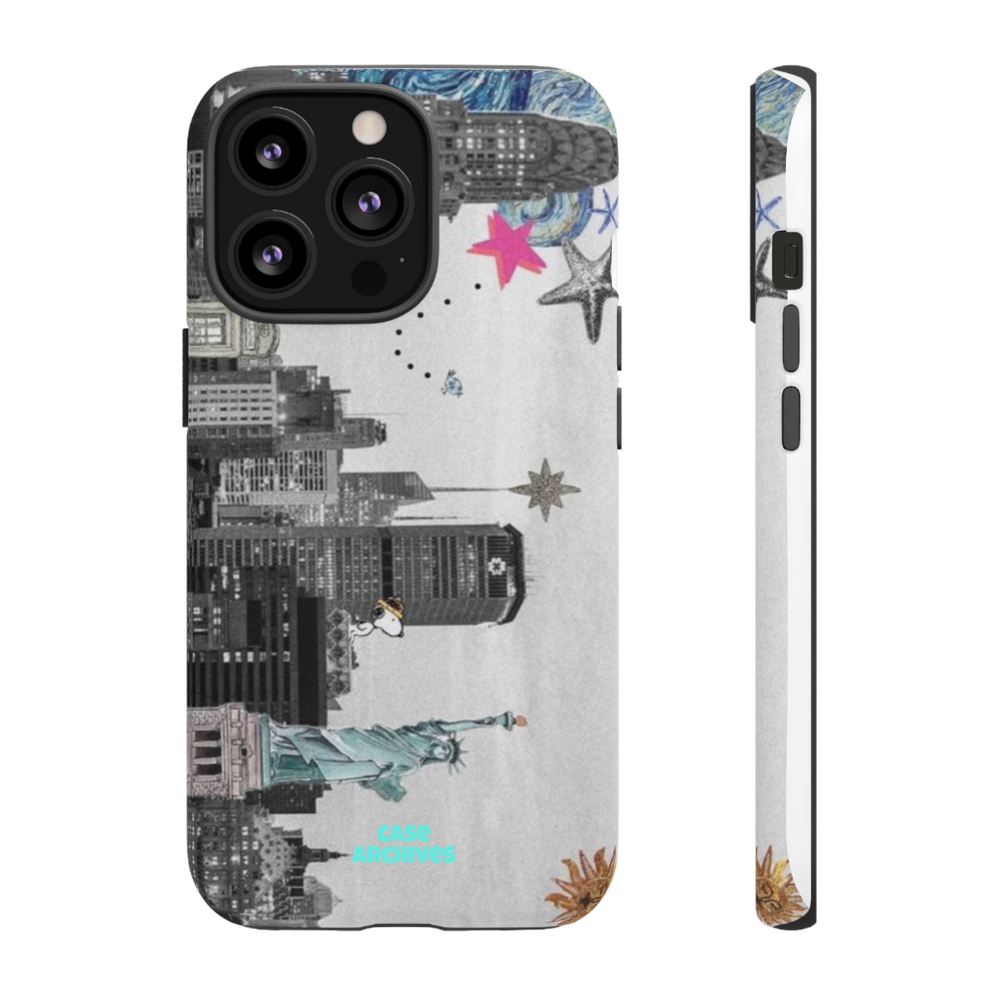 City Skyline Tough Phone Case – Statue of Liberty Urban Art Protective Cover