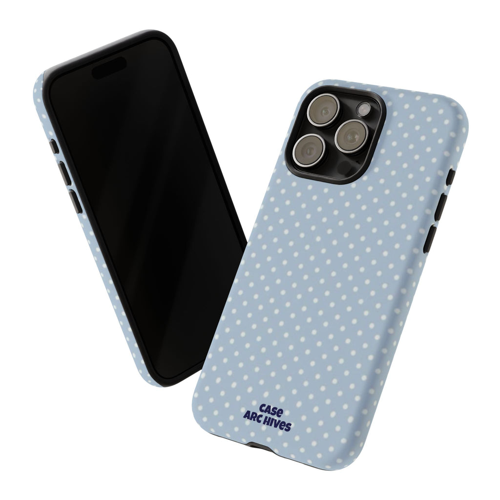 Pastel Blue Polka Dot Tough Phone Case — Protective iPhone Cover