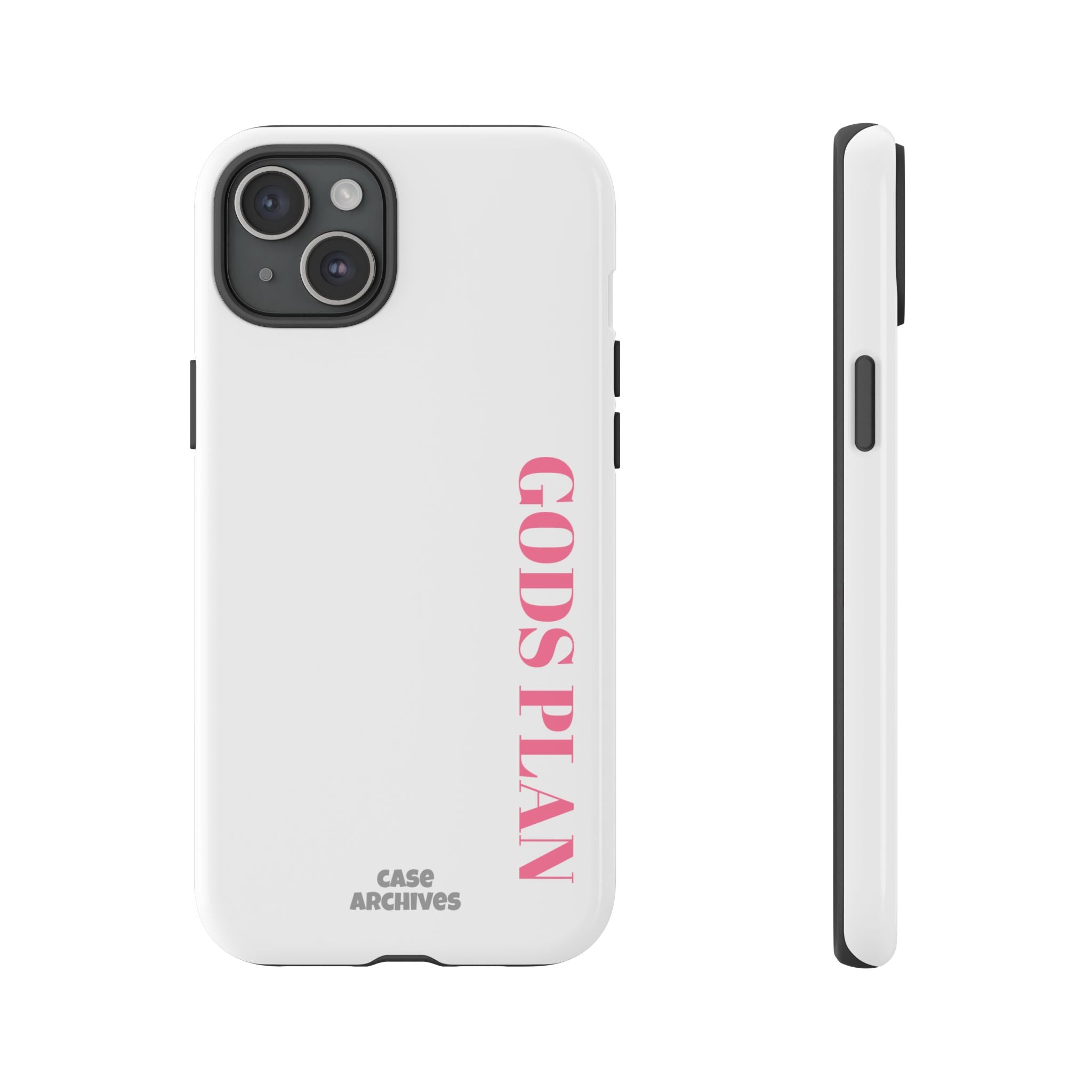 Phone Case — GODS PLAN Vertical Pink Text Religious iPhone Cover