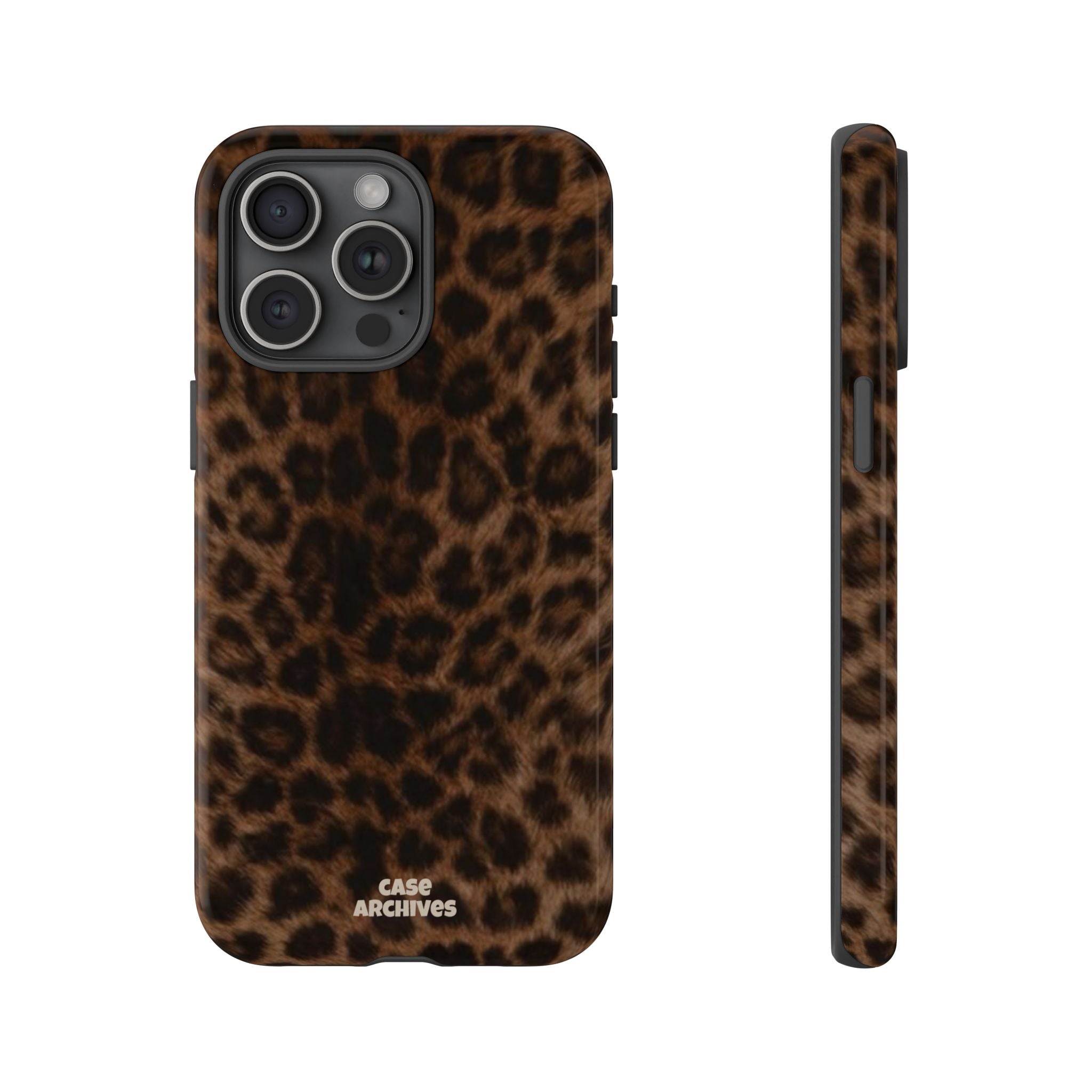 Leopard Print Phone Case — Protective Tough Case with Brown Animal Print