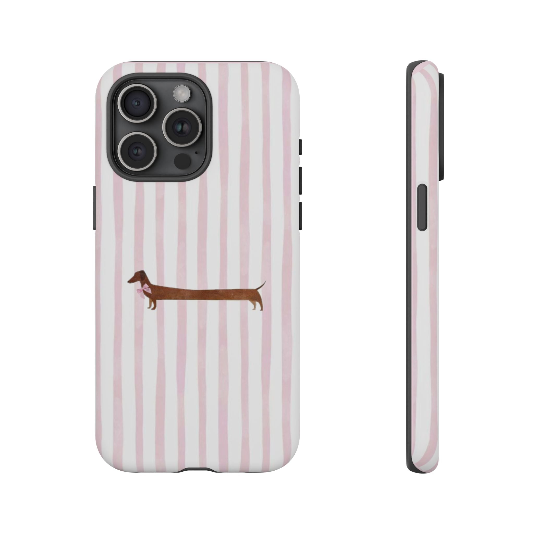 Dachshund Stripe Phone Case — Cute Pink Wiener Dog Protective Case