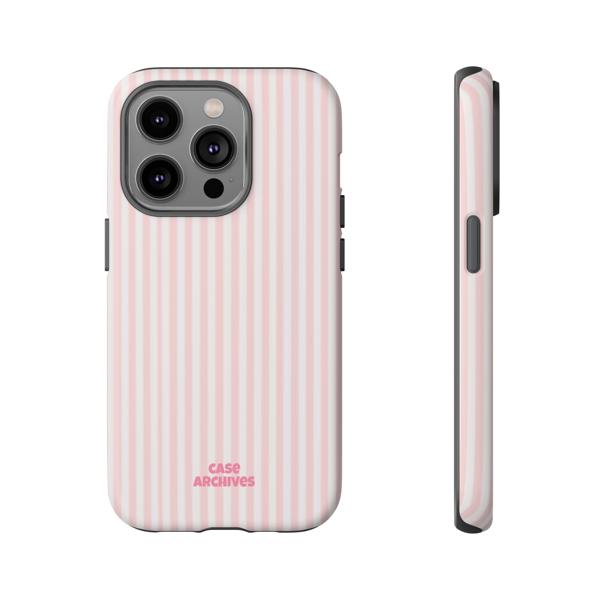 Pink Pastel Stripe Tough Phone Case — Protective iPhone Cover