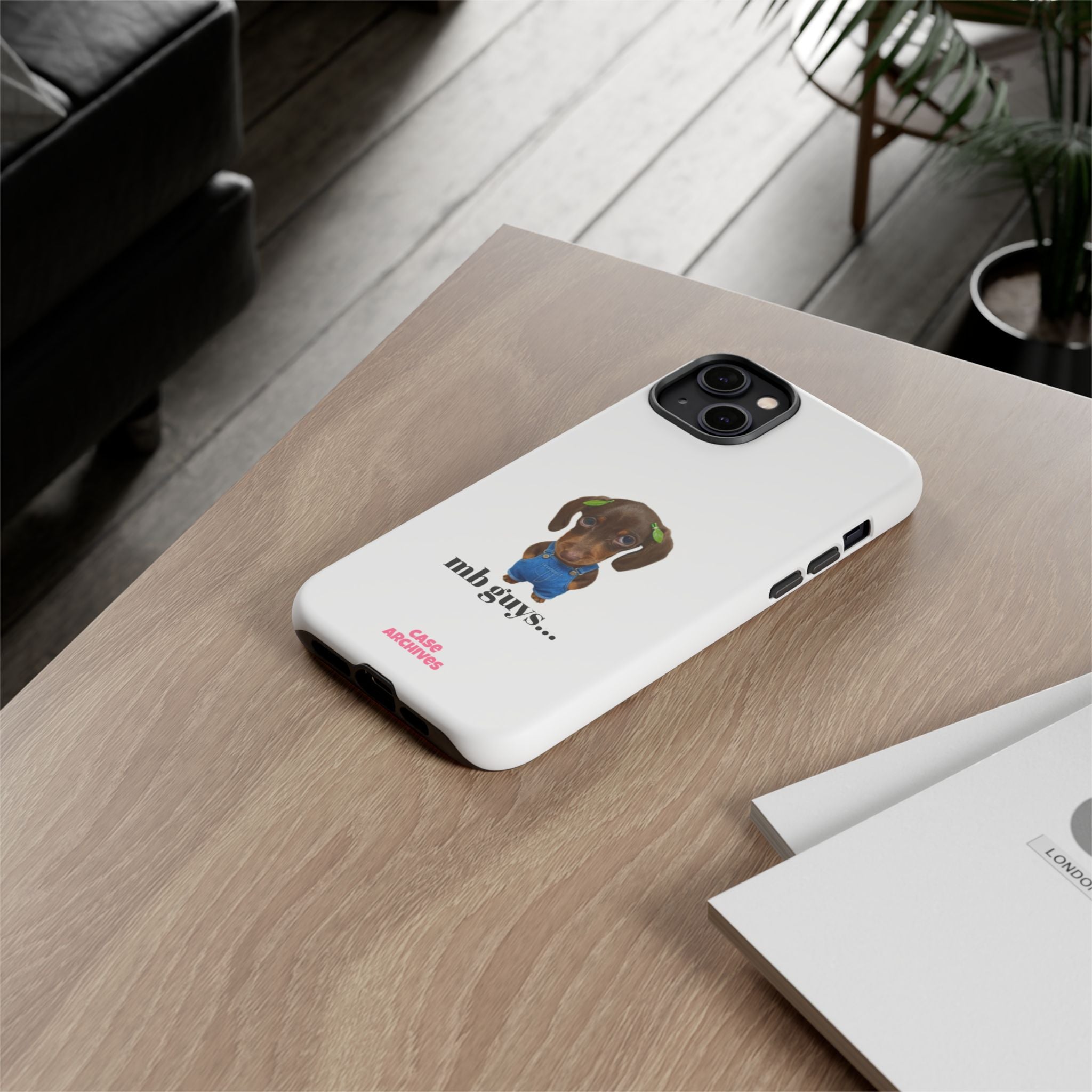 Phone Case — Cute Dachshund Puppy Design with 'nb guys...' Text
