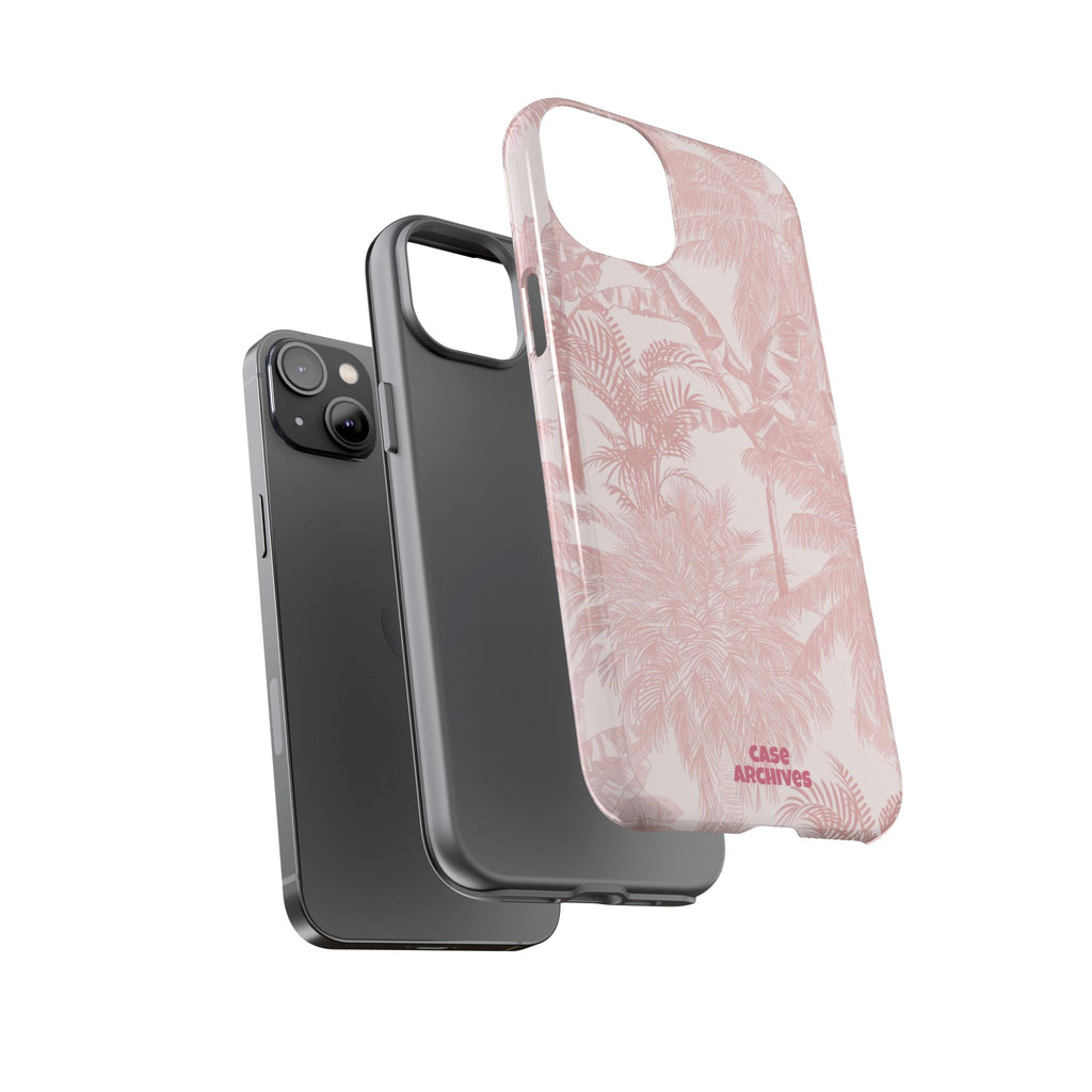 Pink Tropical Palm Tough Phone Case — Protective Floral iPhone Cover