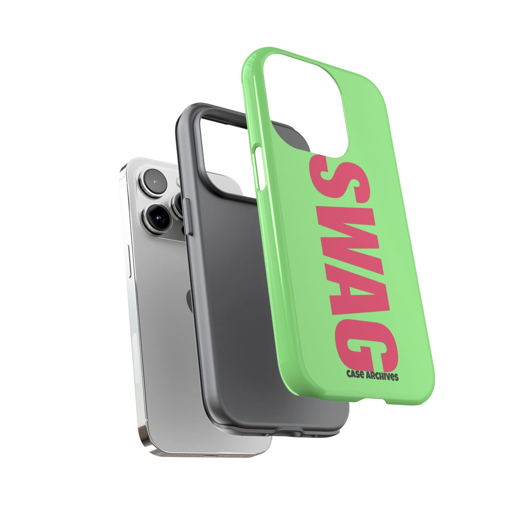 SWAG vertical text Phone Case | Lime green pink typography