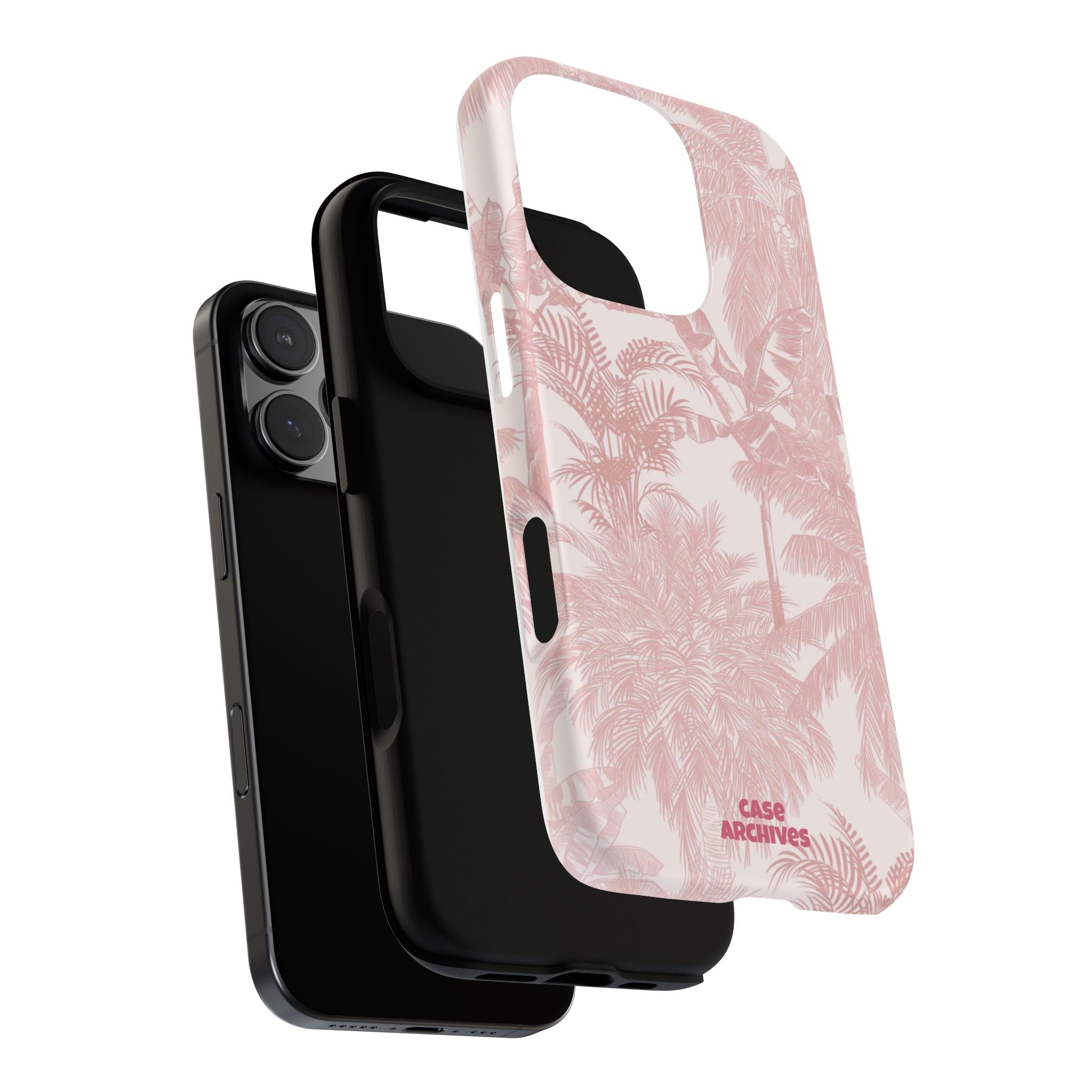 Pink Tropical Palm Tough Phone Case — Protective Floral iPhone Cover