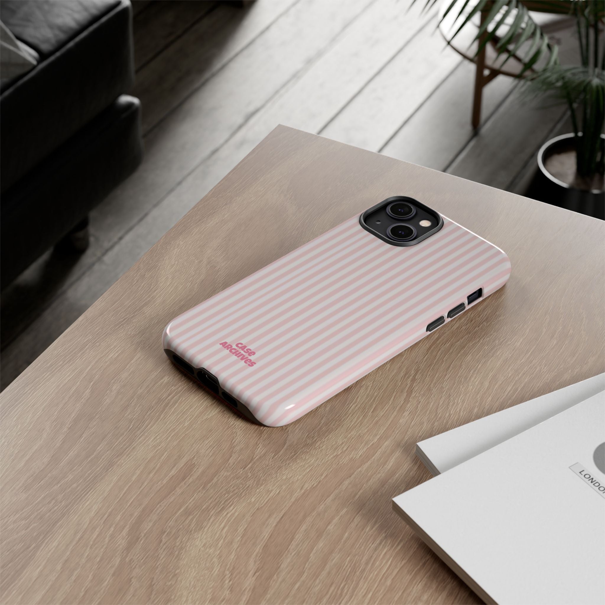 Pink Pastel Stripe Tough Phone Case — Protective iPhone Cover