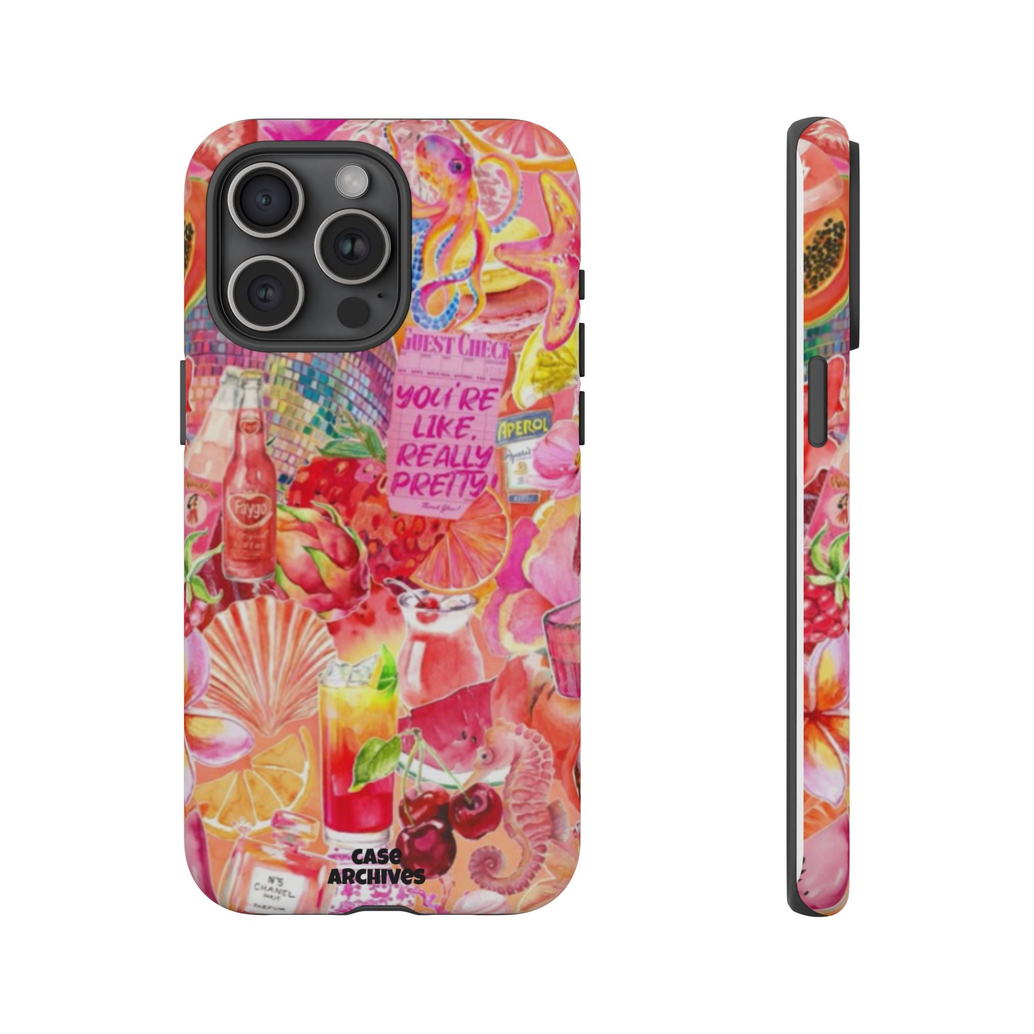Phone Case — Pink Tropical Collage "You're Like, Really Pretty"