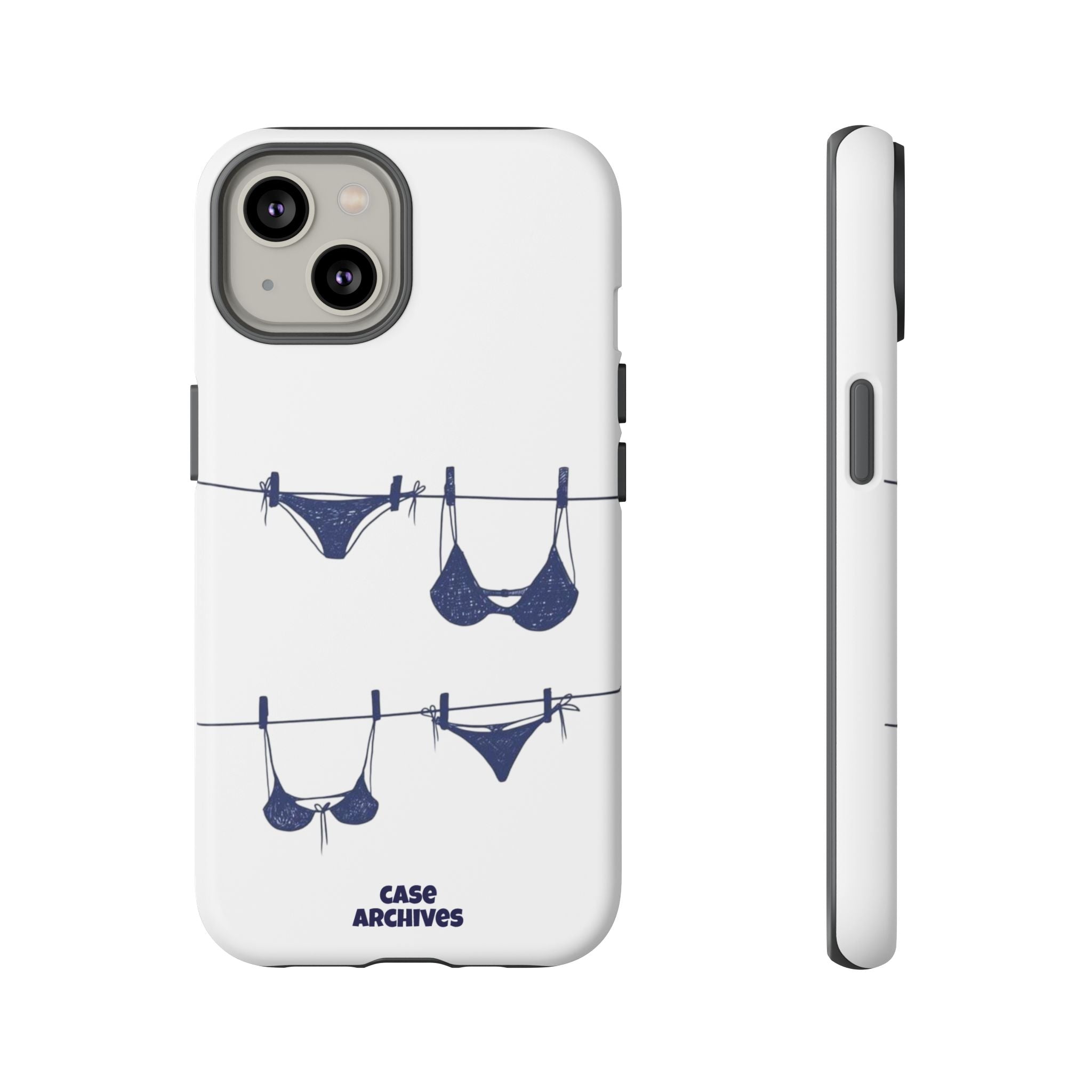 Phone Case — Blue swimsuit Clothesline Illustration Protective Cover