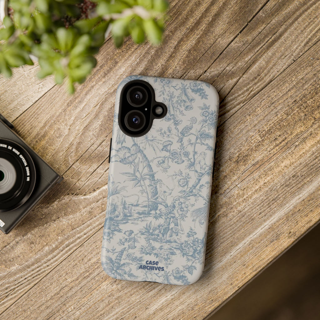 Toile Floral Tough Phone Case — Blue Vintage Botanical iPhone Protection