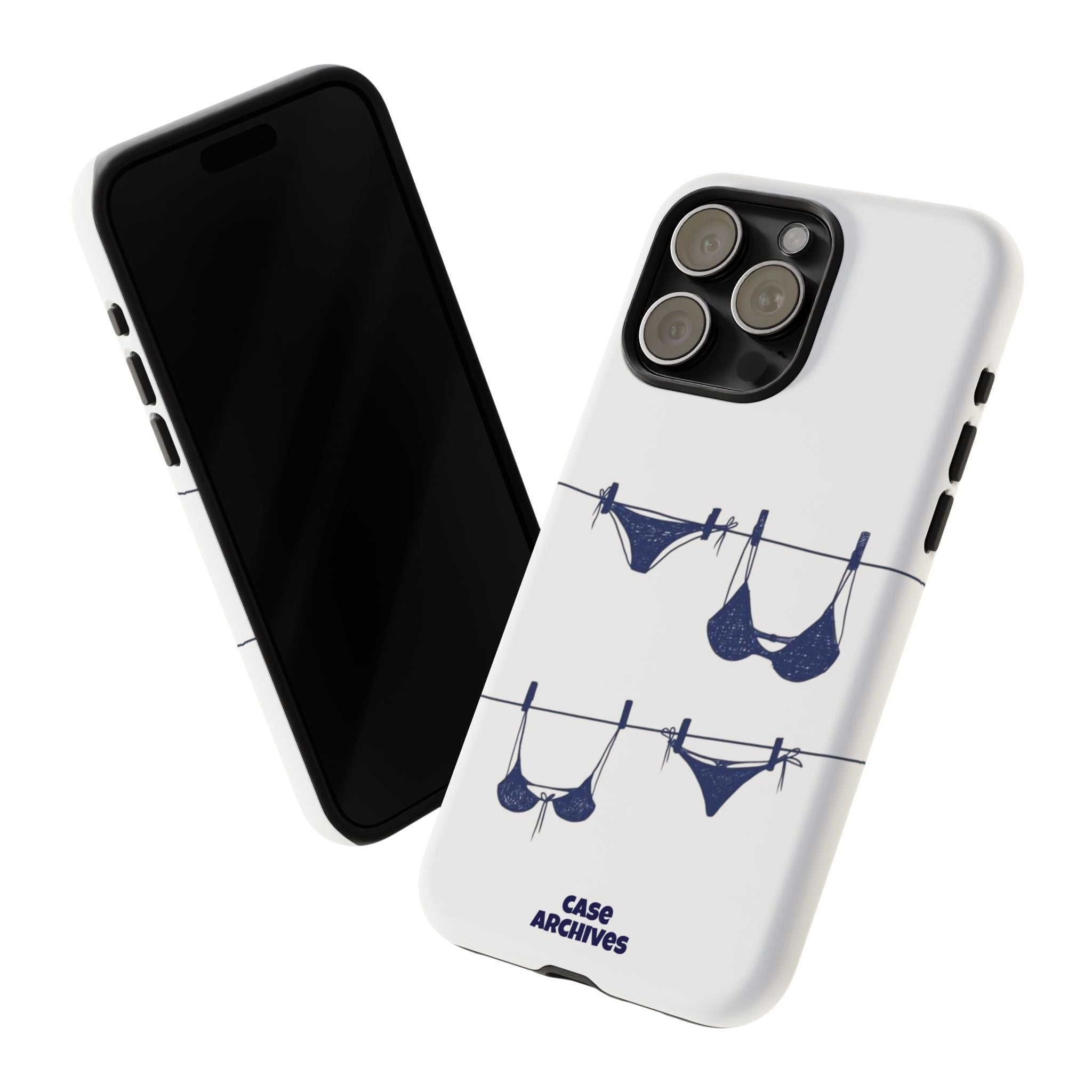 Phone Case — Blue swimsuit Clothesline Illustration Protective Cover