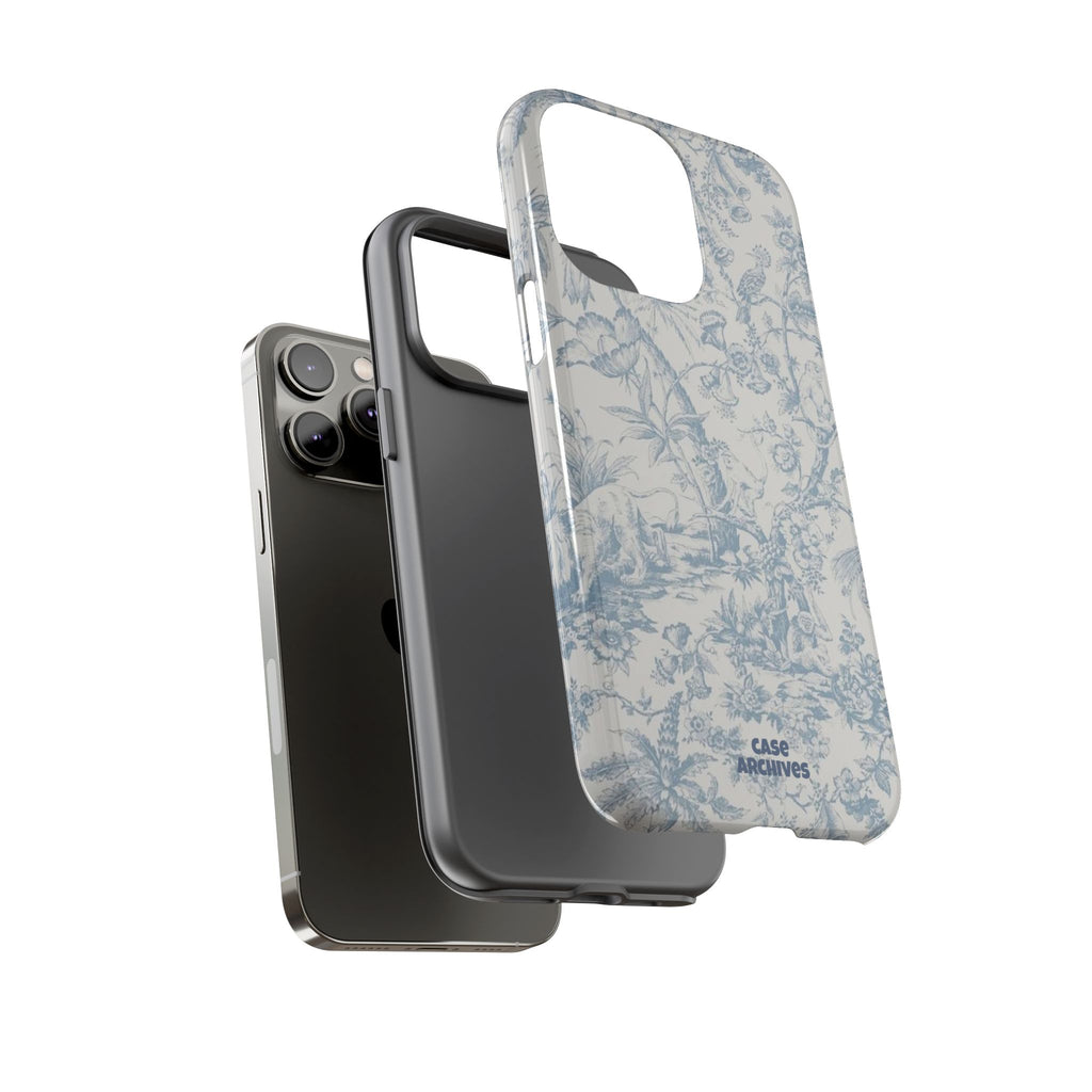 Toile Floral Tough Phone Case — Blue Vintage Botanical iPhone Protection