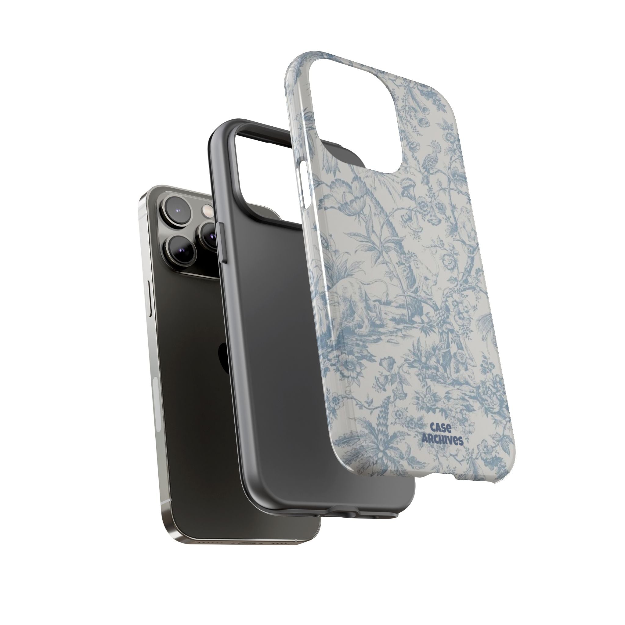Toile Floral Tough Phone Case — Blue Vintage Botanical iPhone Protection