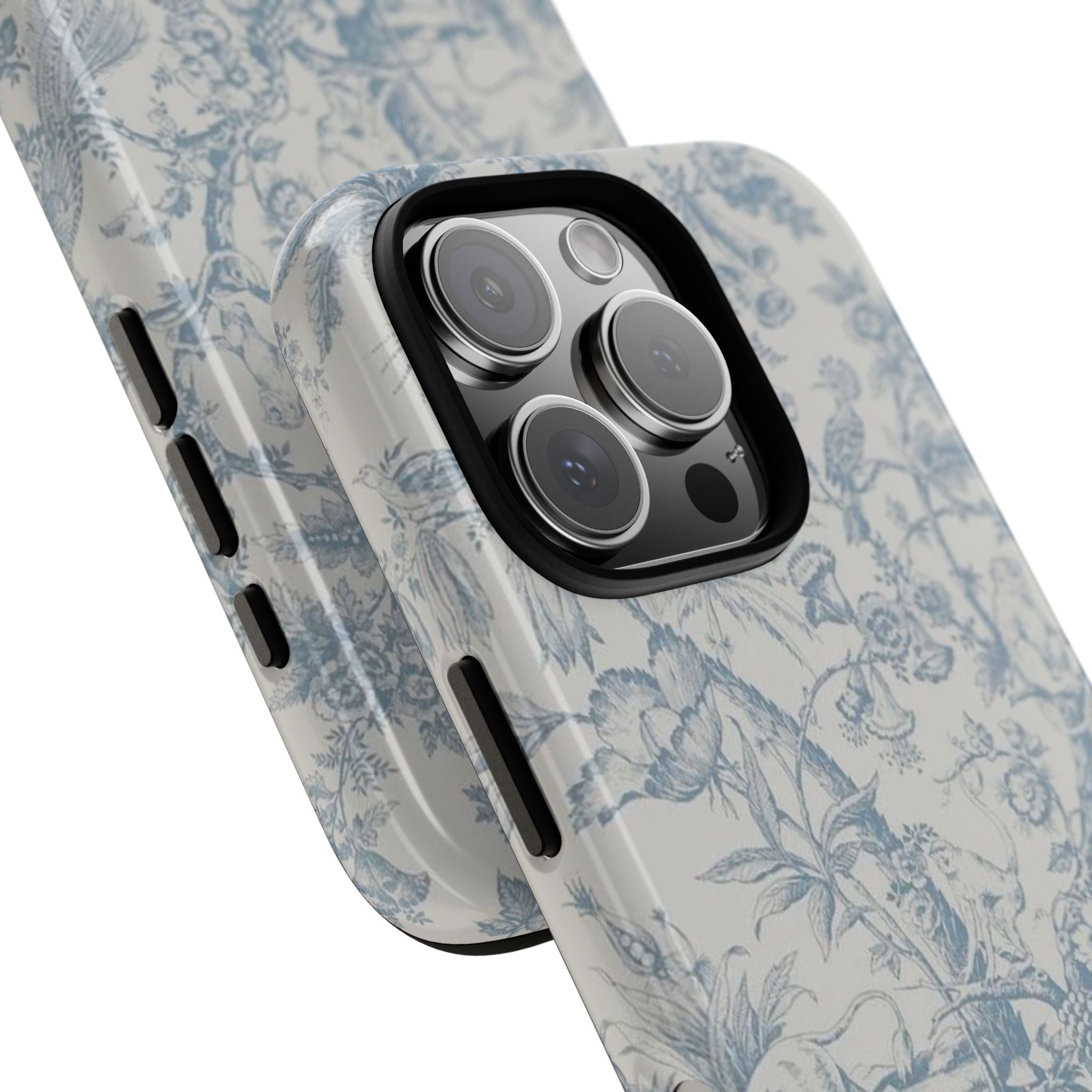 Toile Floral Tough Phone Case — Blue Vintage Botanical iPhone Protection