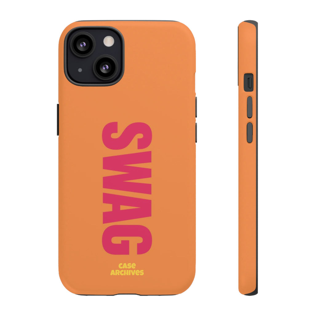 SWAG vertical text Tough Case | orange phone case, bold typography