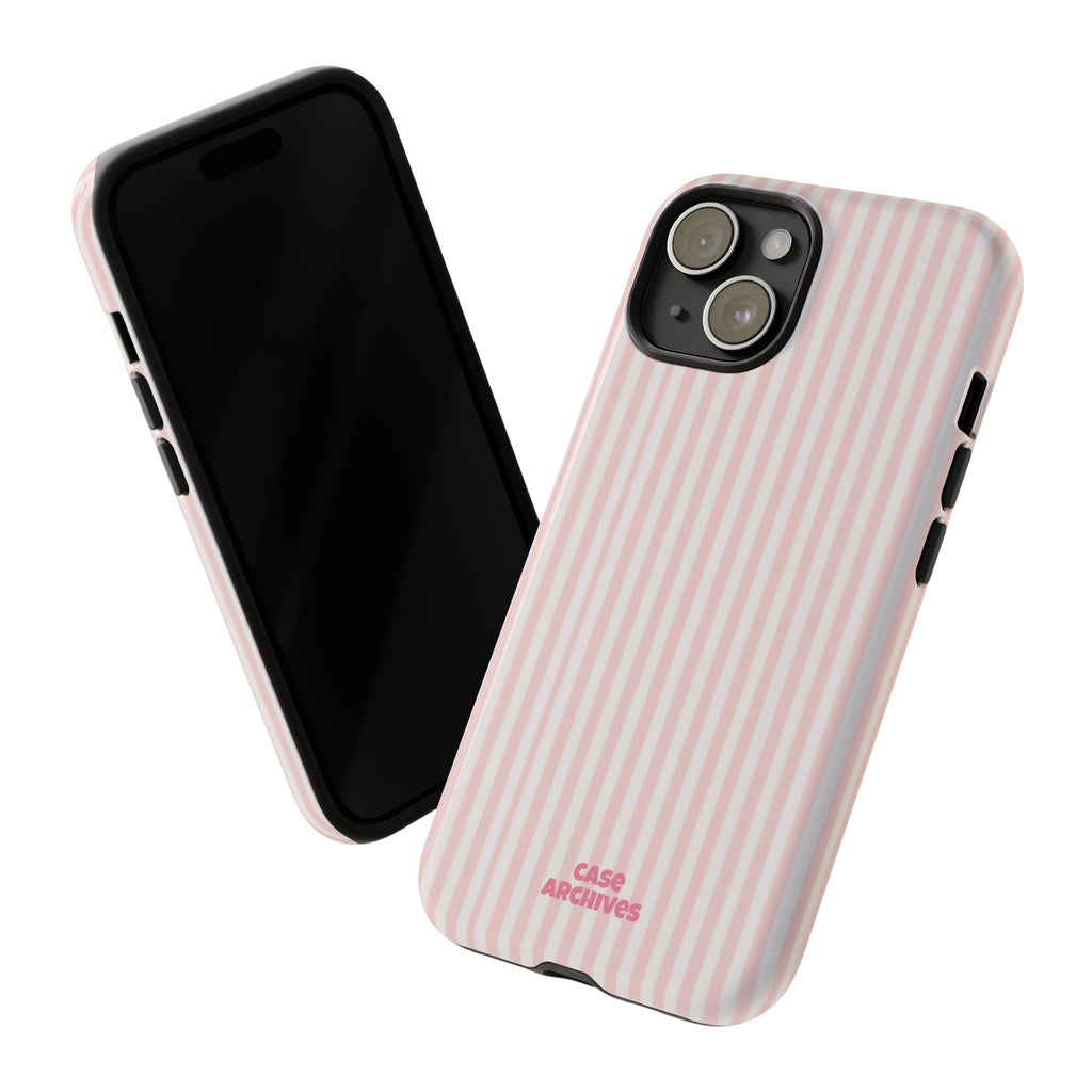 Pink Pastel Stripe Tough Phone Case — Protective iPhone Cover