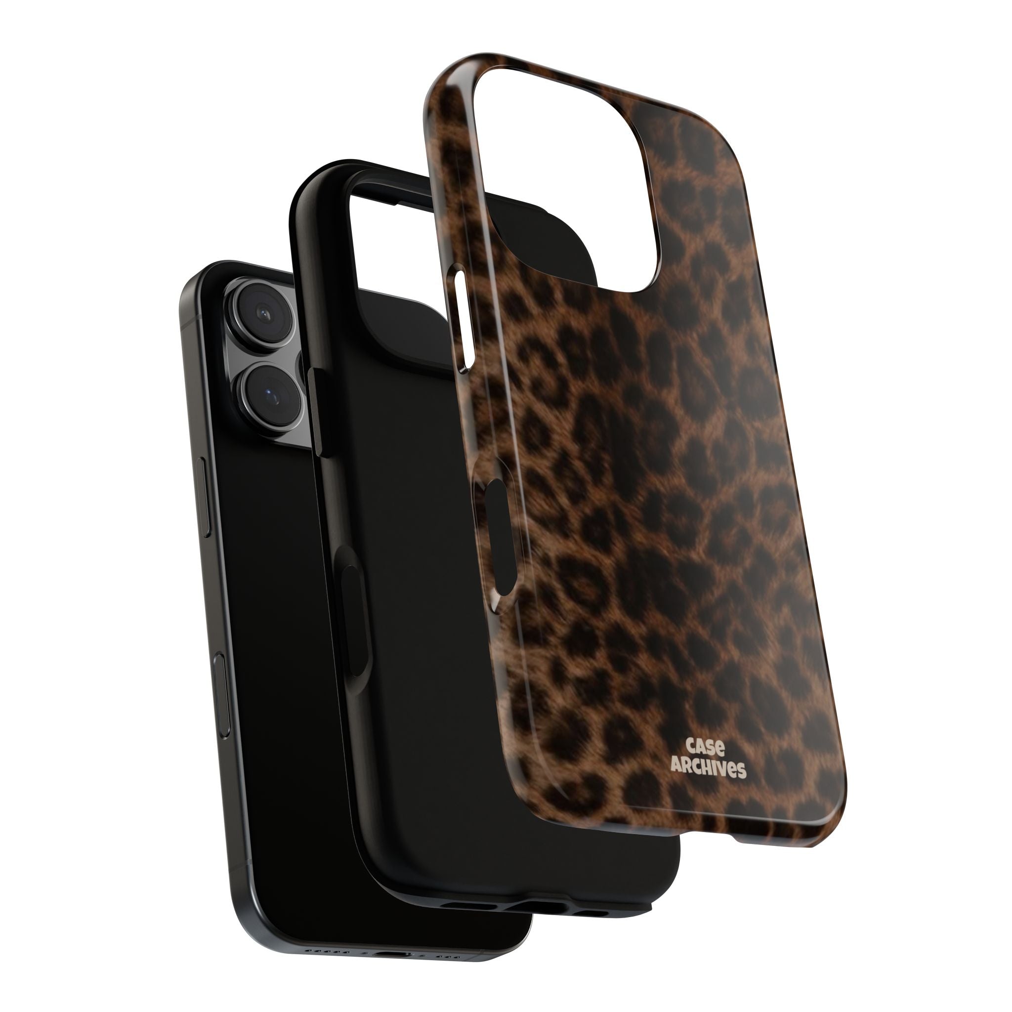 Leopard Print Phone Case — Protective Tough Case with Brown Animal Print